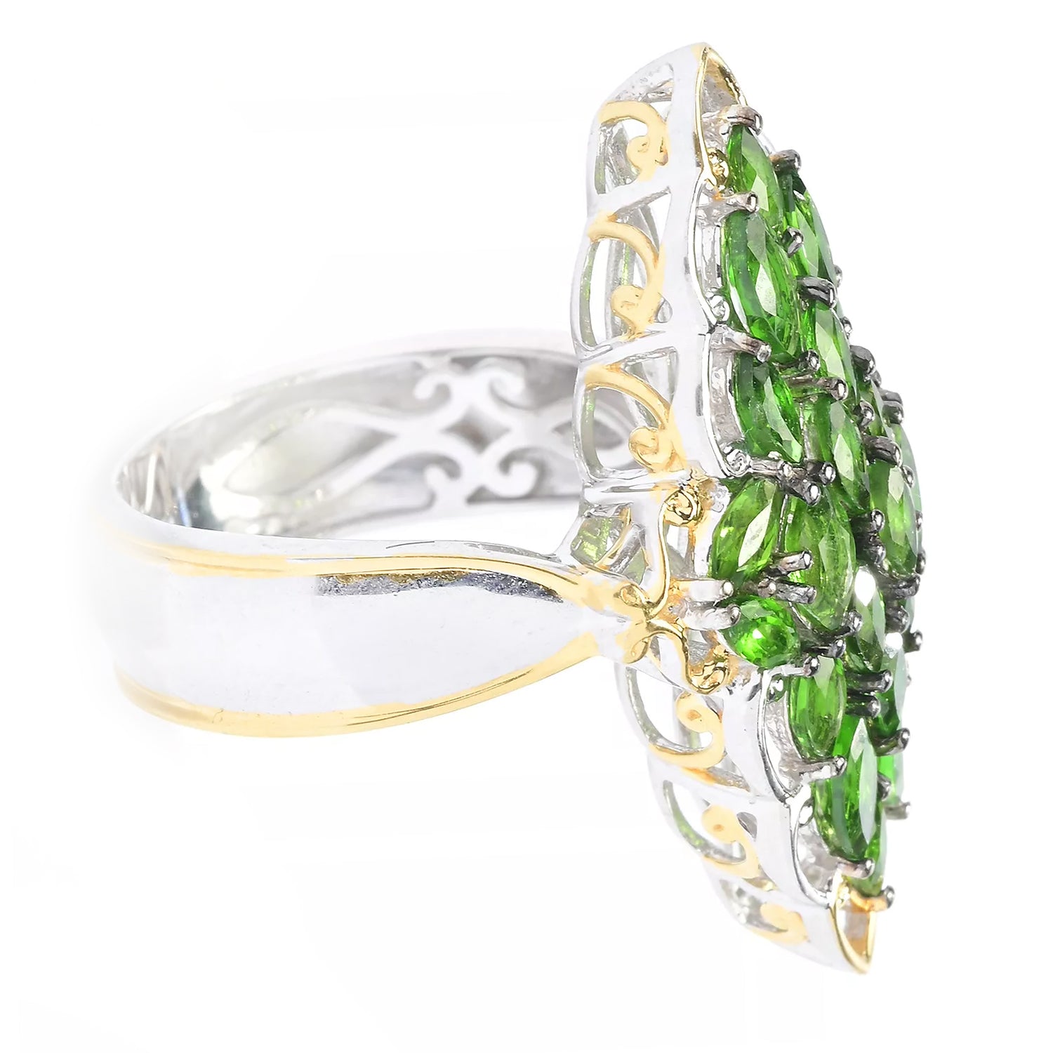 Gems en Vogue 2.49ctw Chrome Diopside Cluster Ring