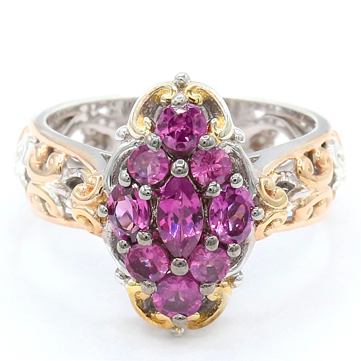 Gems en Vogue 1.57ctw Color Change Purple Garnet Cluster Ring