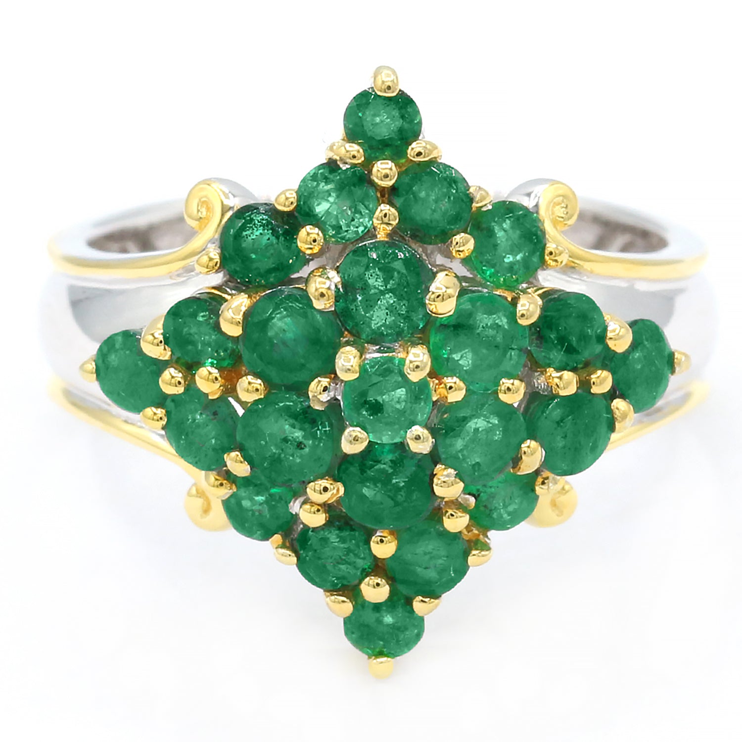 Gems en Vogue 1.76ctw Grizzly Emerald Cluster Ring