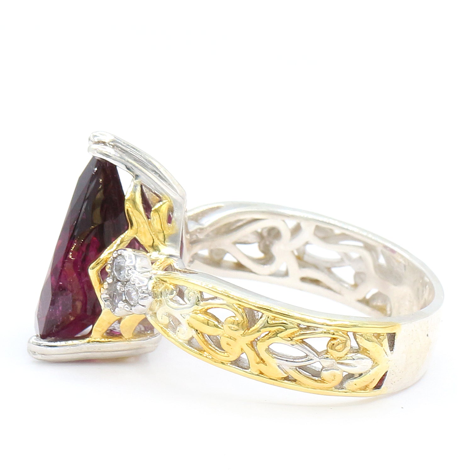 Limited Edition Gems en Vogue Luxe One-of-a-Kind 6.84ctw Rubellite & White Zircon Ring