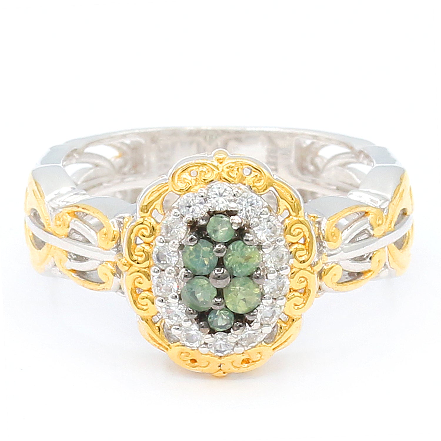 Gems en Vogue 0.44ctw Alexandrite & White Zircon Halo Ring