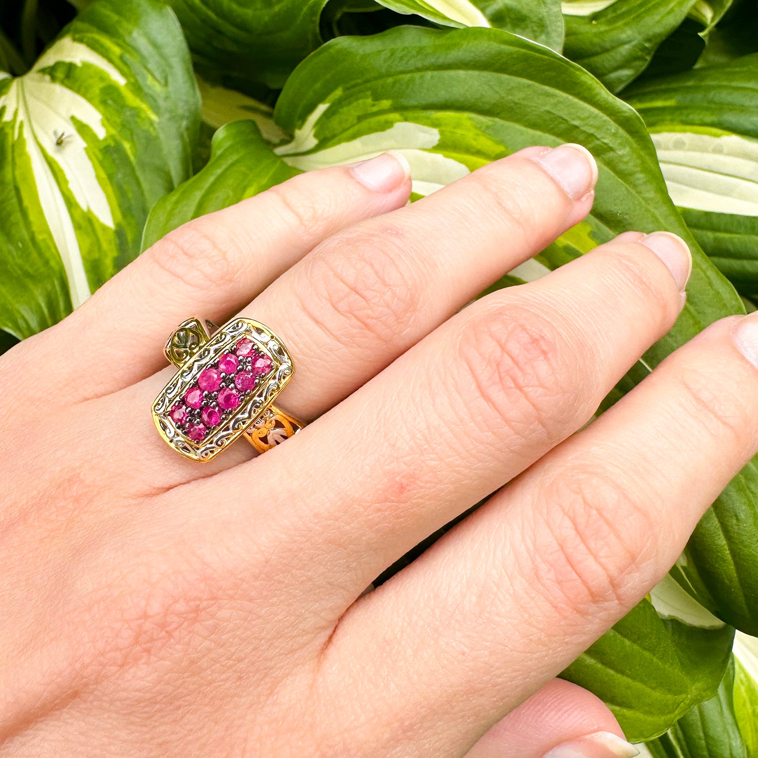 Gems en Vogue 0.72ctw Burmese Ruby Cluster Ring