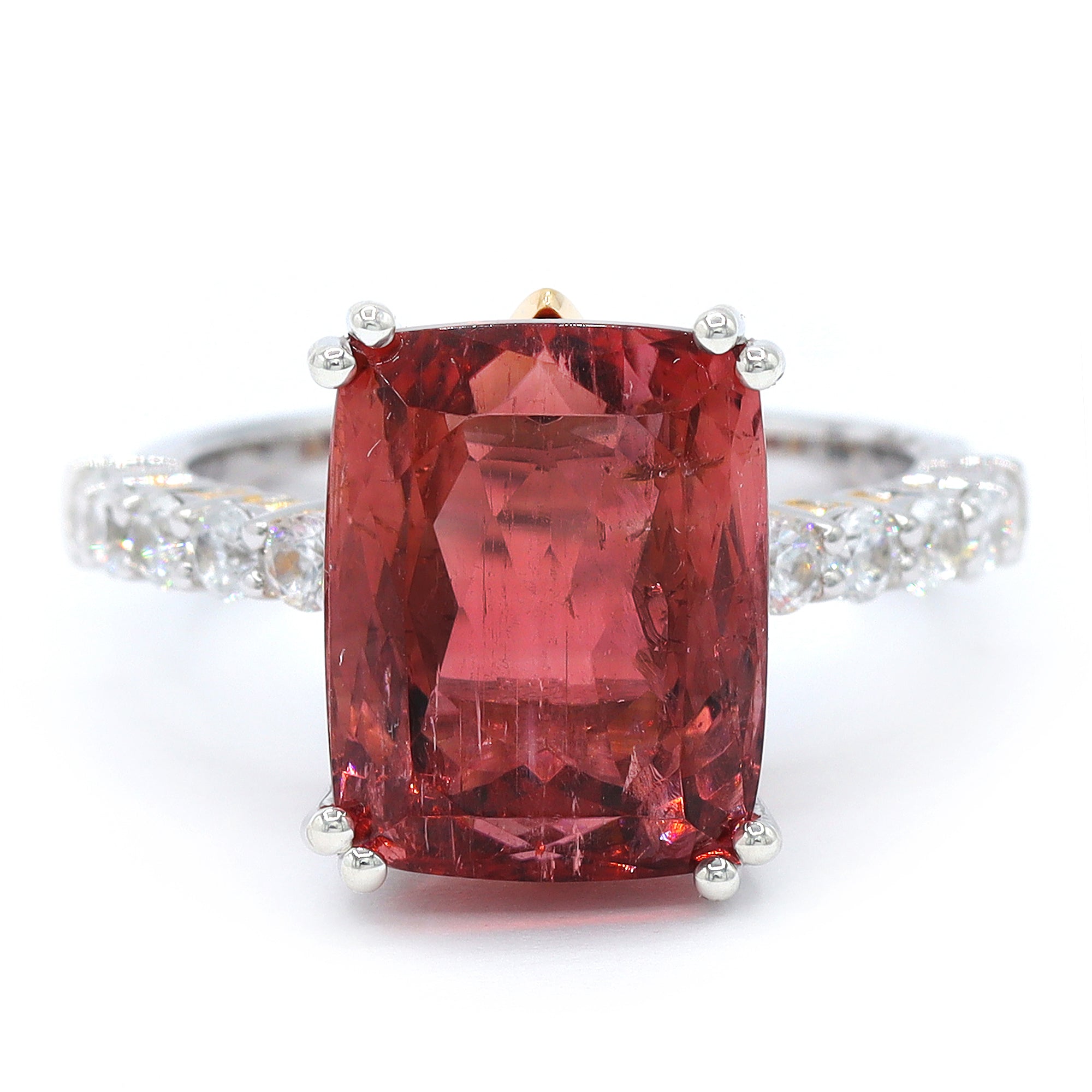 Couture Gems One-of-a-Kind 24K Palladium Silver 12.54ctw Sunset Tourmaline & White Zircon Ring