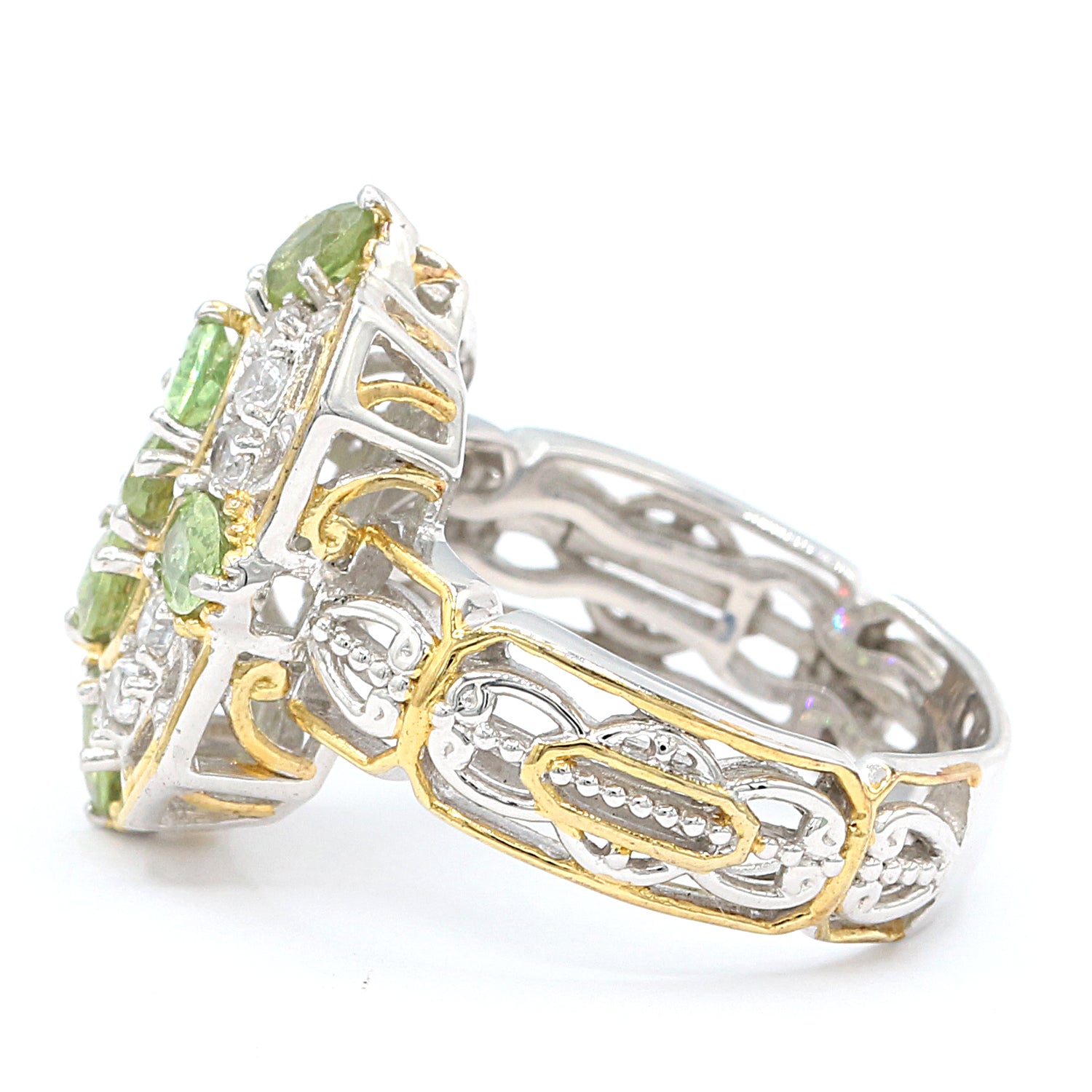 Gems en Vogue 2.14ctw Demantoid Garnet & White Zircon Ring