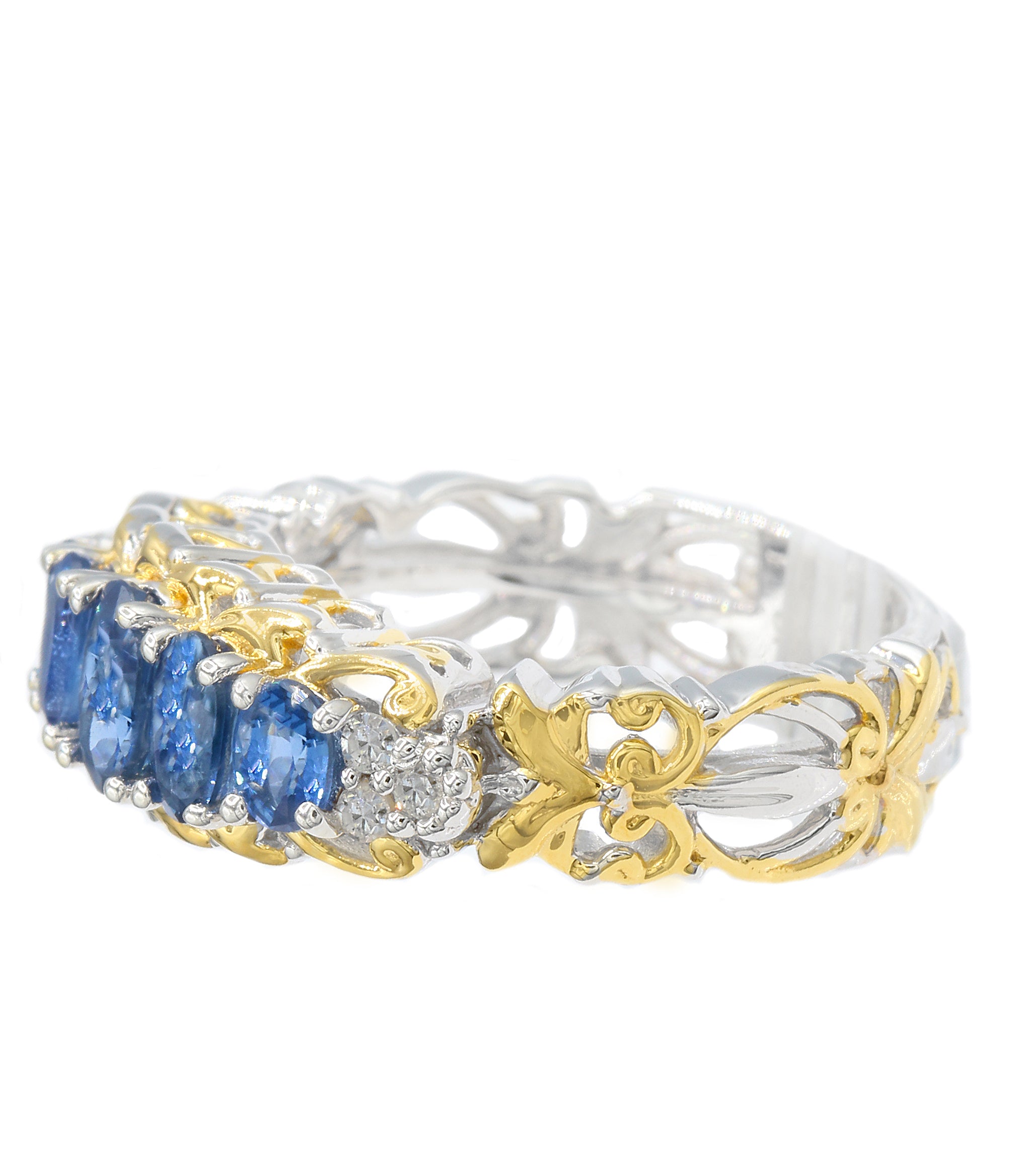 Gems en Vogue 1.99ctw Royal Blue Sapphire & Diamond Five Stone Ring