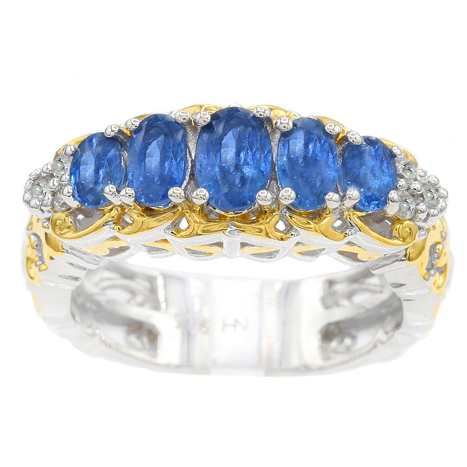 Gems en Vogue 1.99ctw Royal Blue Sapphire & Diamond Five Stone Ring