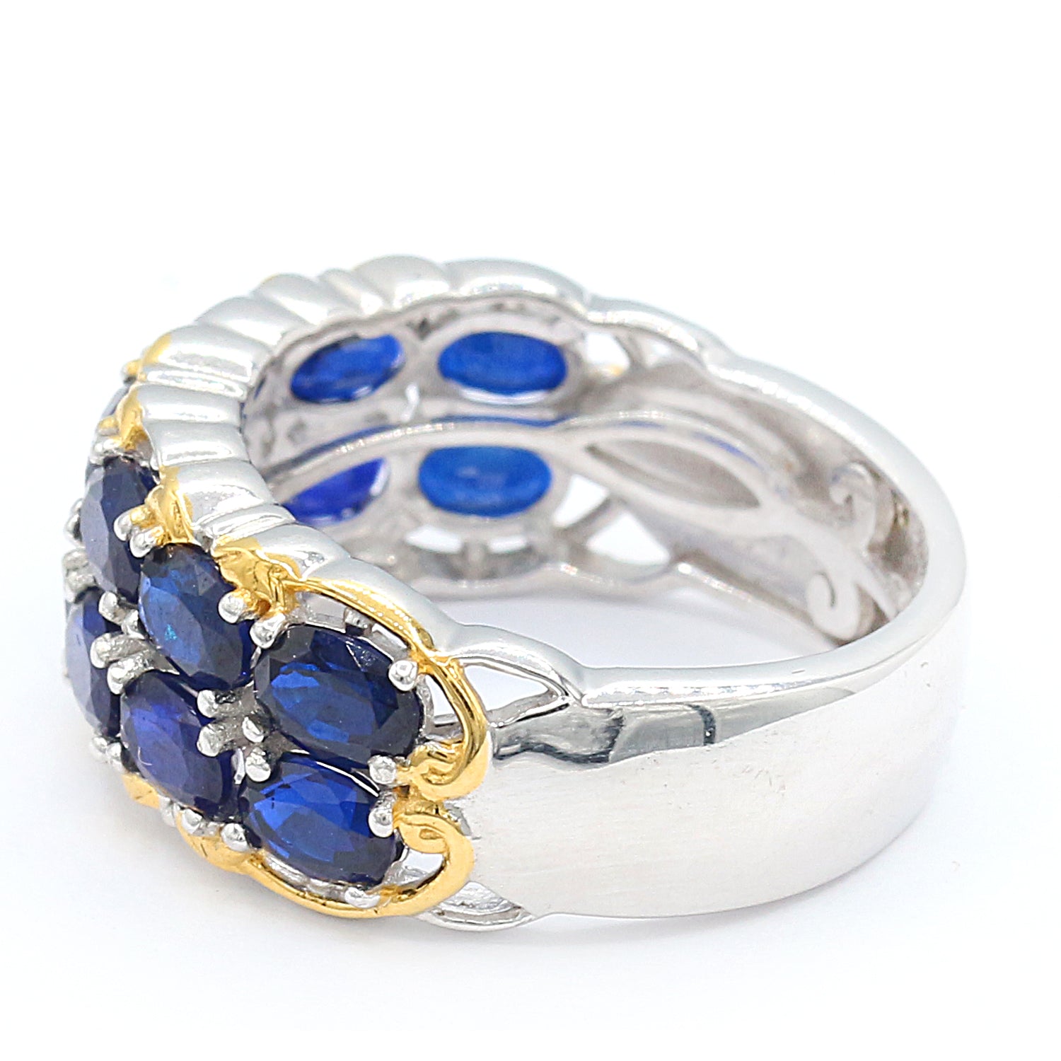 Gems en Vogue 1.70ctw Cobalt Blue Spinel Double Row Band Ring