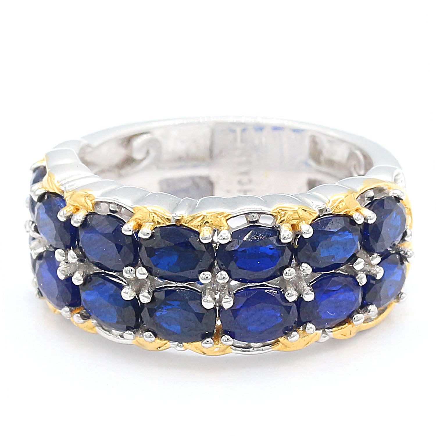 Gems en Vogue 1.70ctw Cobalt Blue Spinel Double Row Band Ring