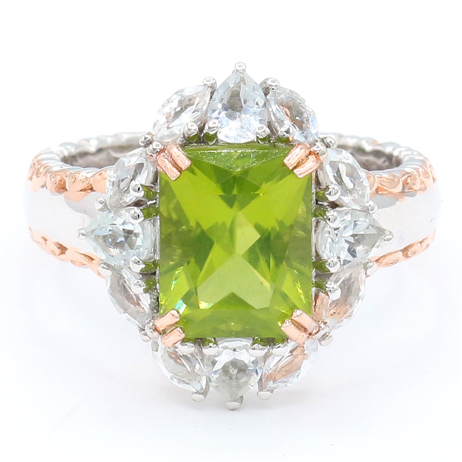 Gems en Vogue 5.25ctw Peridot & White Topaz Ring