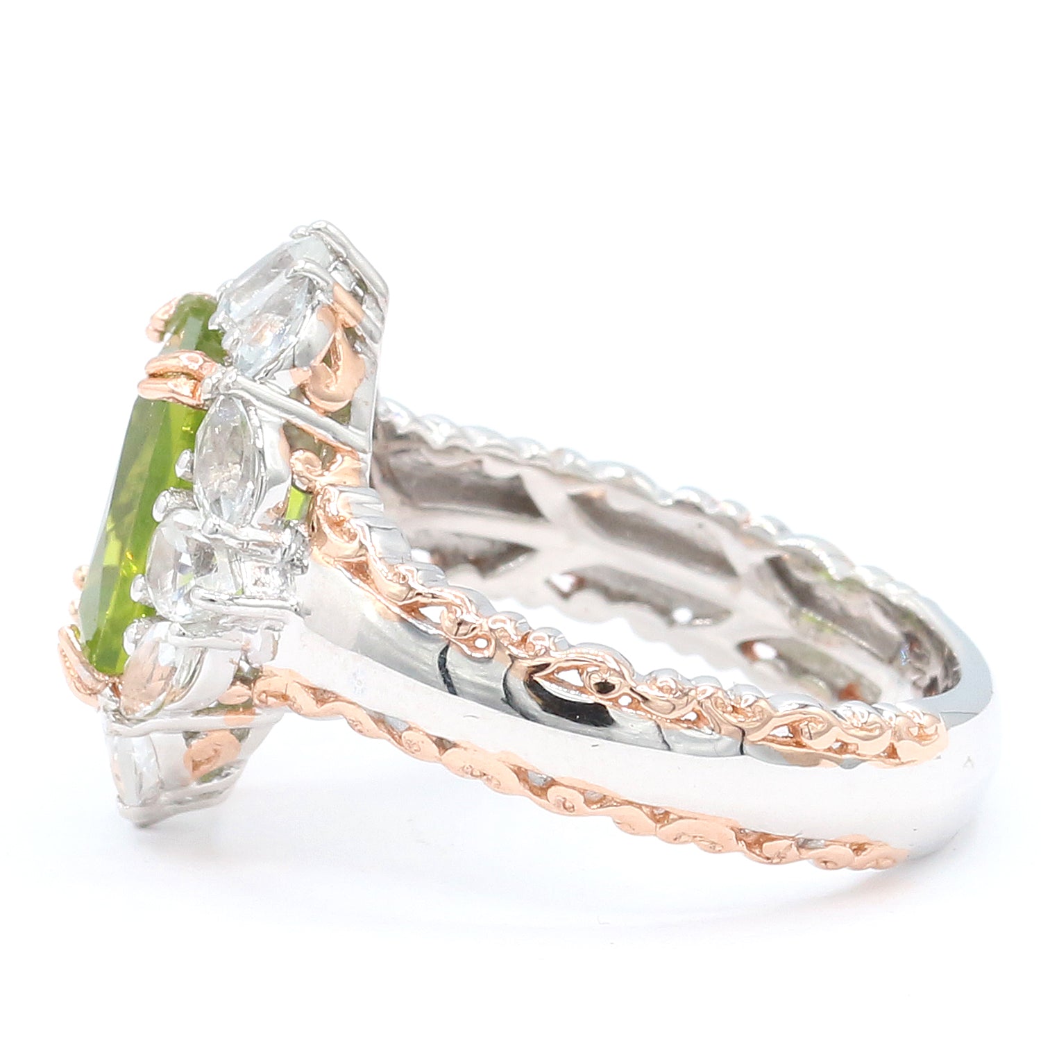 Gems en Vogue 5.25ctw Peridot & White Topaz Ring