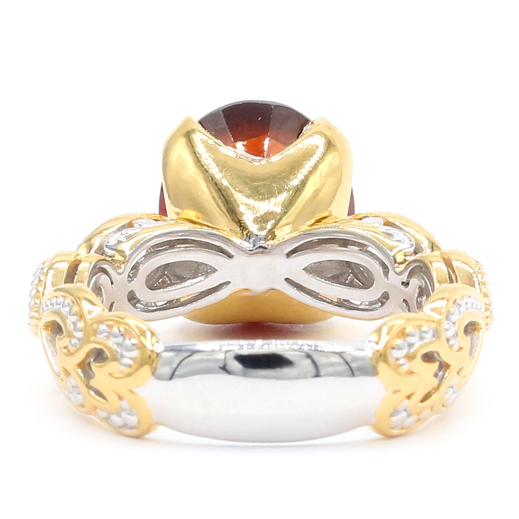 Gems en Vogue 24K Palladium Silver 6.73ctw Hessonite Garnet & White Zircon Ring