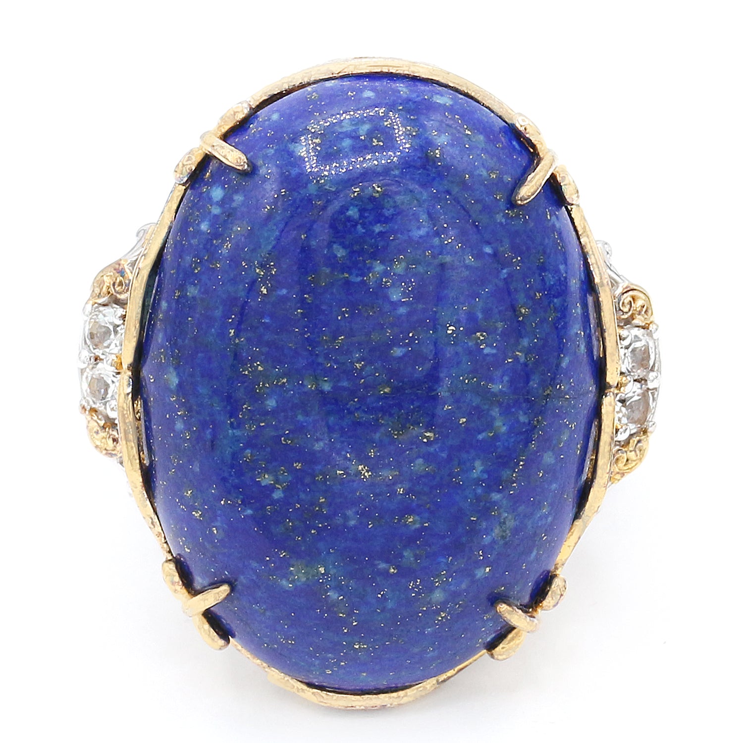 Gems en Vogue Oval Lapis & White Topaz Ring