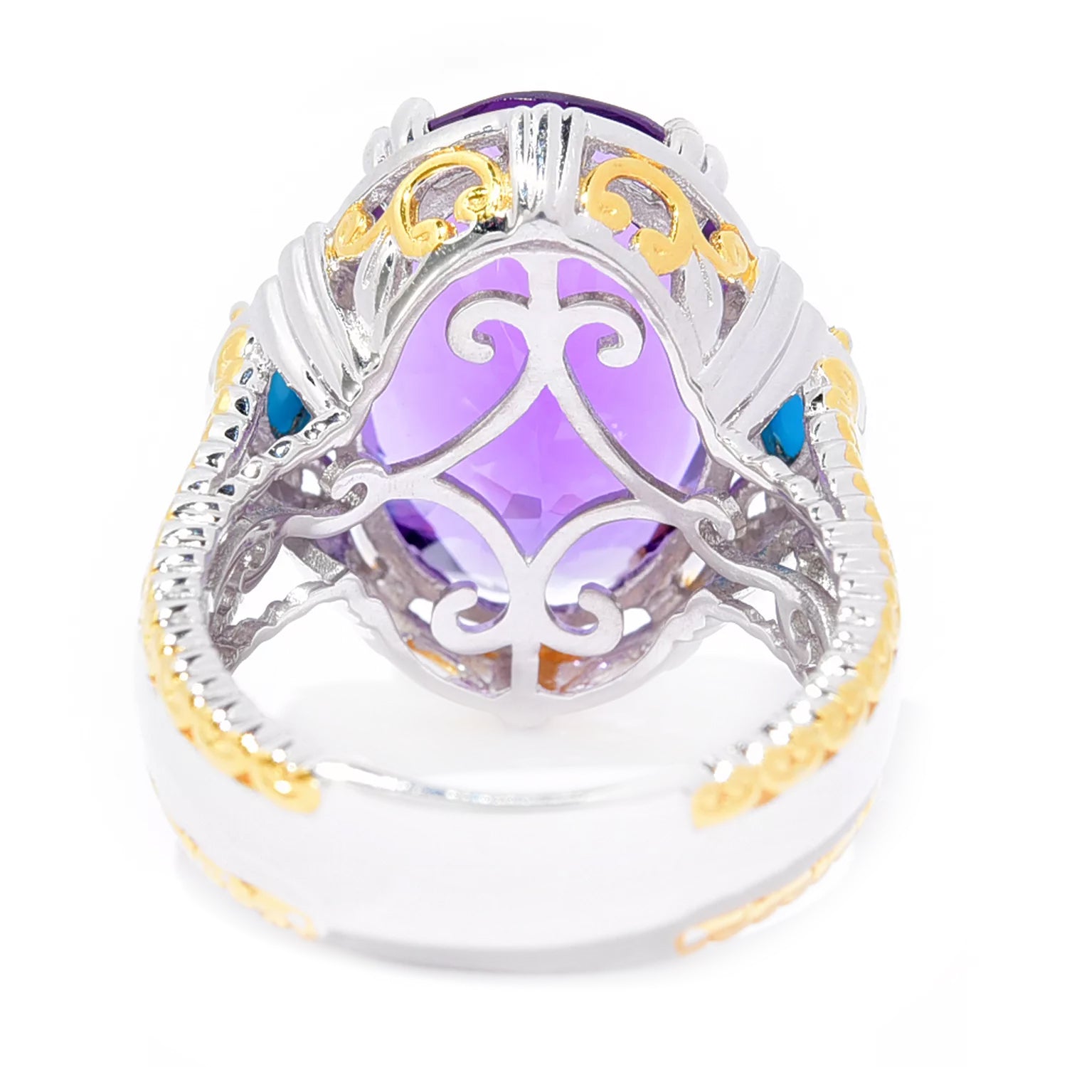 Gems en Vogue 9.82ctw African Amethyst & Sleeping Beauty Turquoise Ring