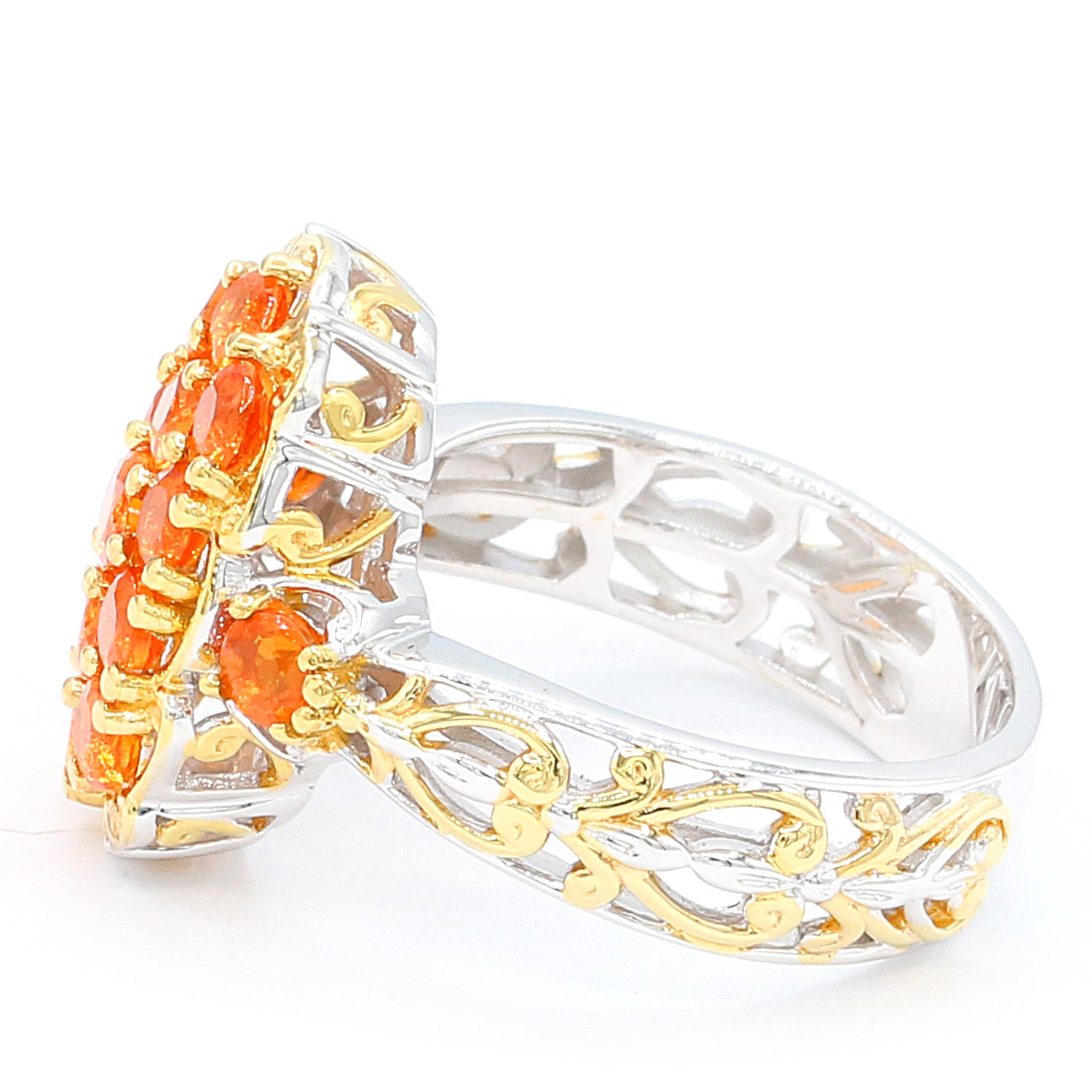 Gems en Vogue 1.05ctw Fire Opal Cluster Ring