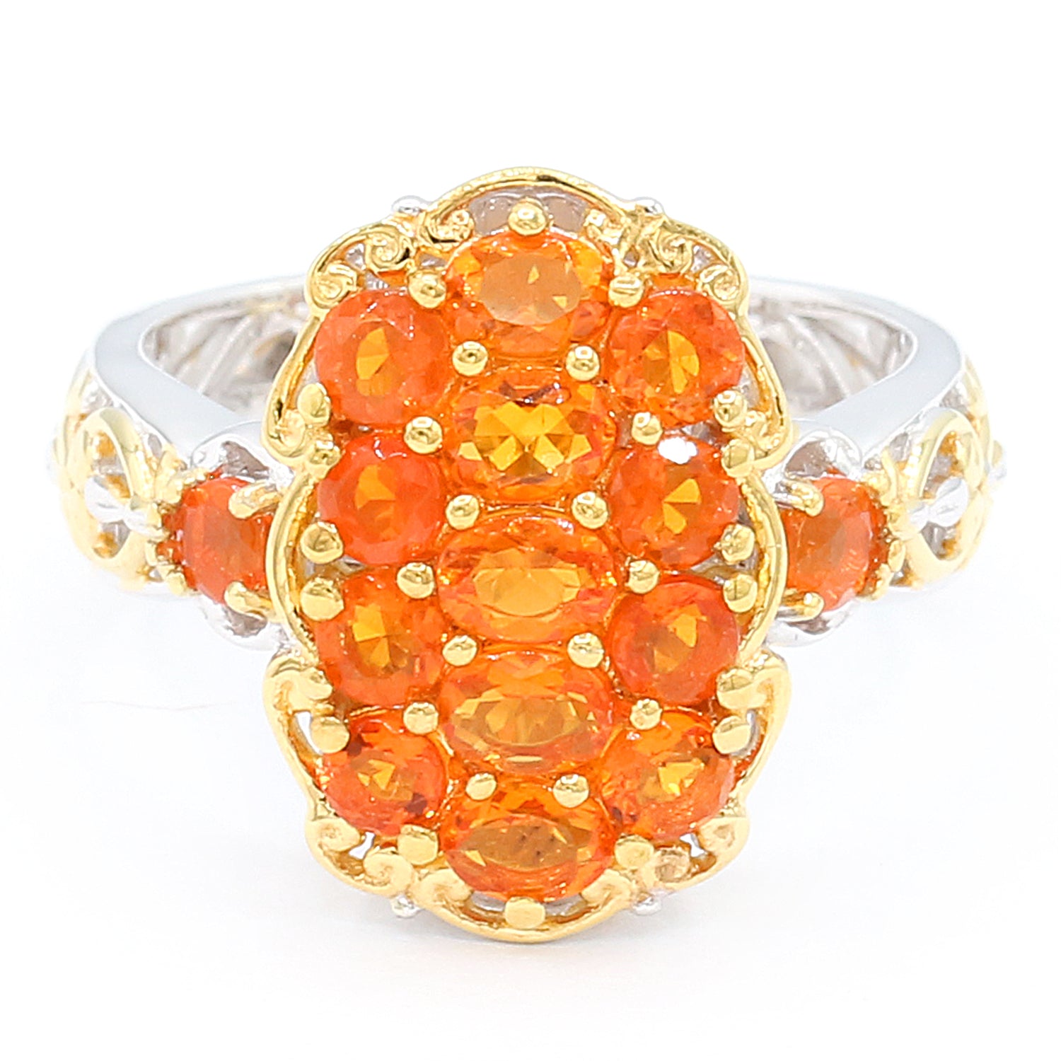 Gems en Vogue 1.05ctw Fire Opal Cluster Ring