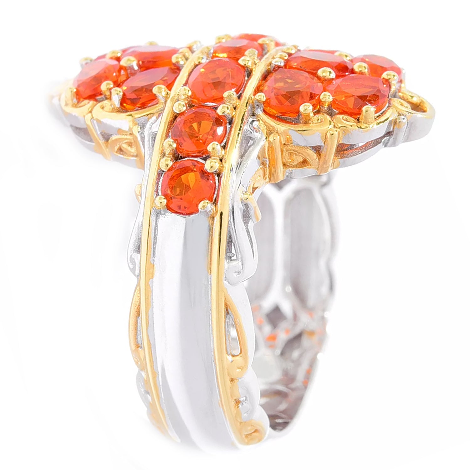 Gems en Vogue 1.59ctw Fire Opal Cluster Ring