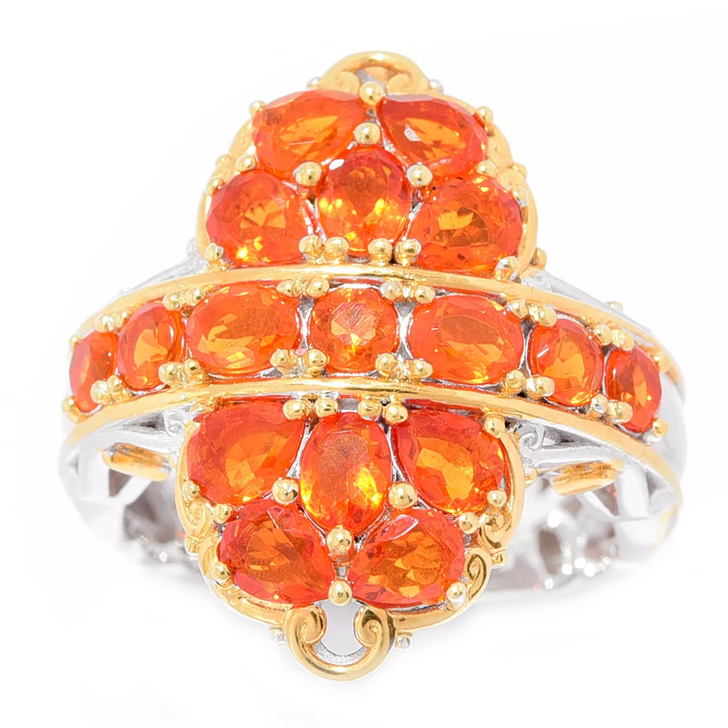 Gems en Vogue 1.59ctw Fire Opal Cluster Ring