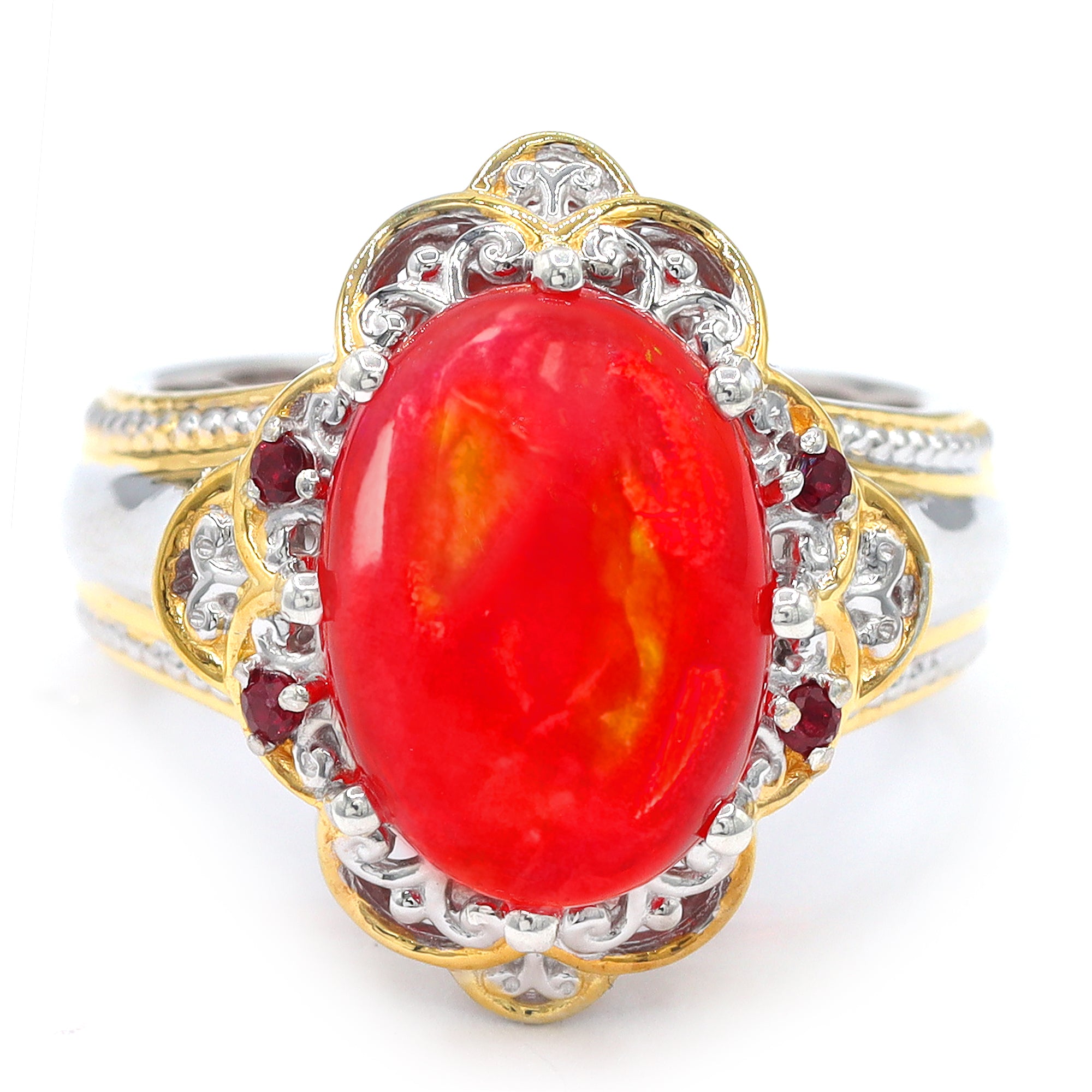 Bague Couture Gems unique en son genre en argent palladium 24K avec opale éthiopienne blanche 18,29 carats et zircon blanc
