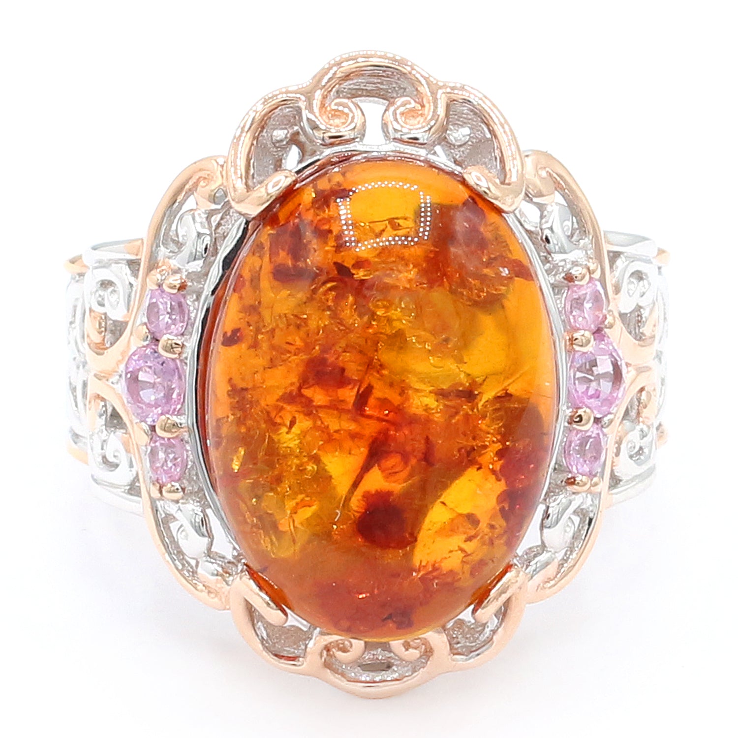 Gems en Vogue Amber & Pink Sapphire Ring