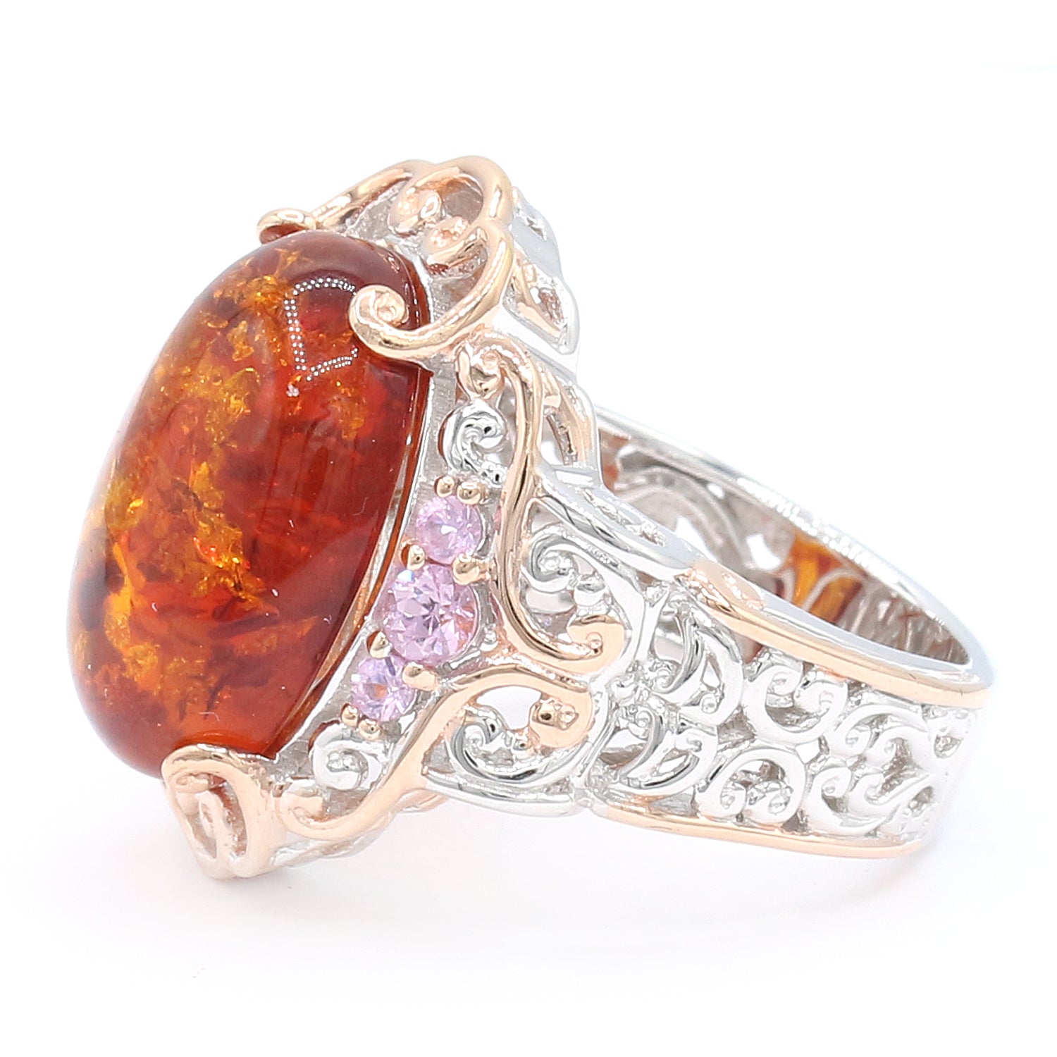 Gems en Vogue Amber & Pink Sapphire Ring