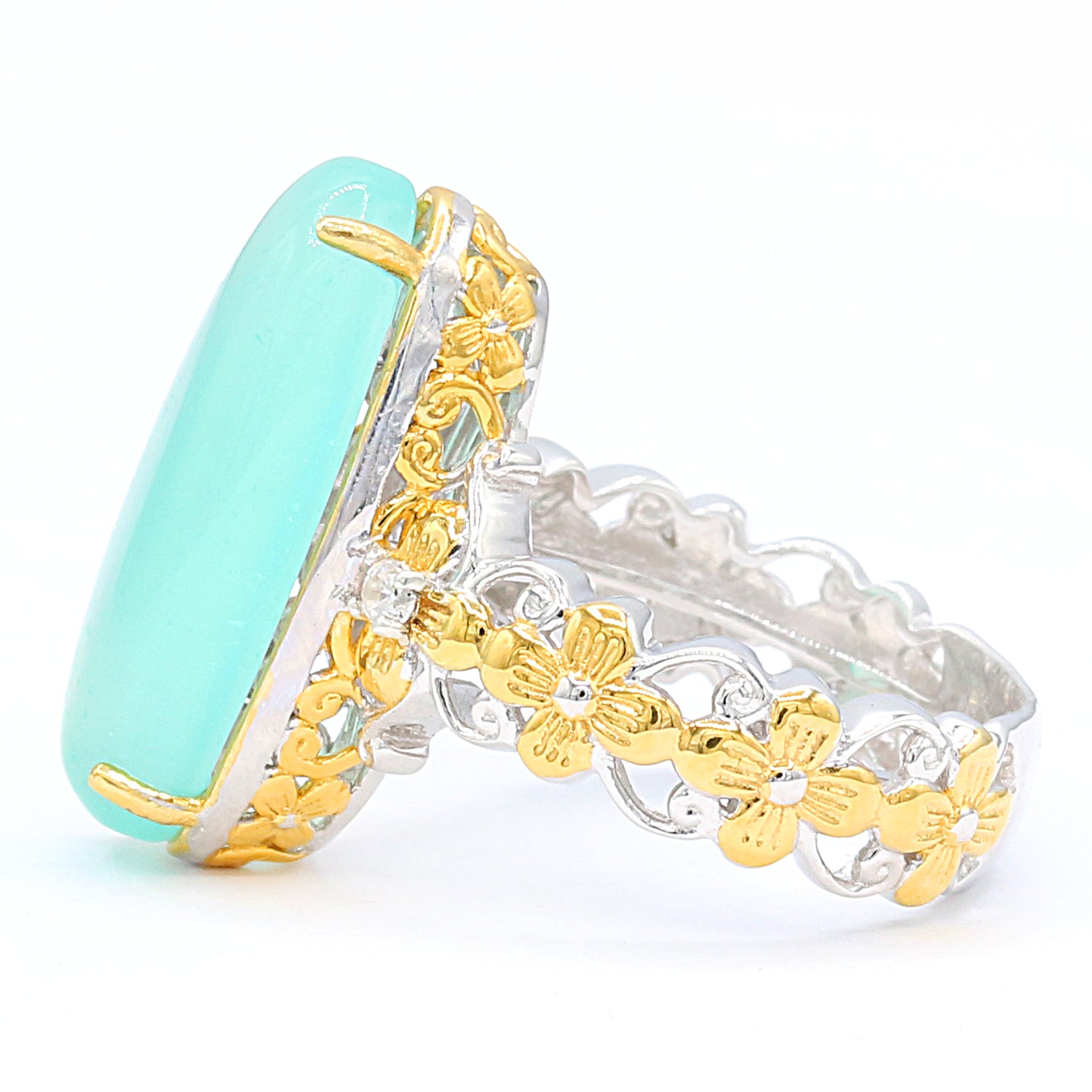 Gems en Vogue Seafoam Chalcedony & White Zircon Ring