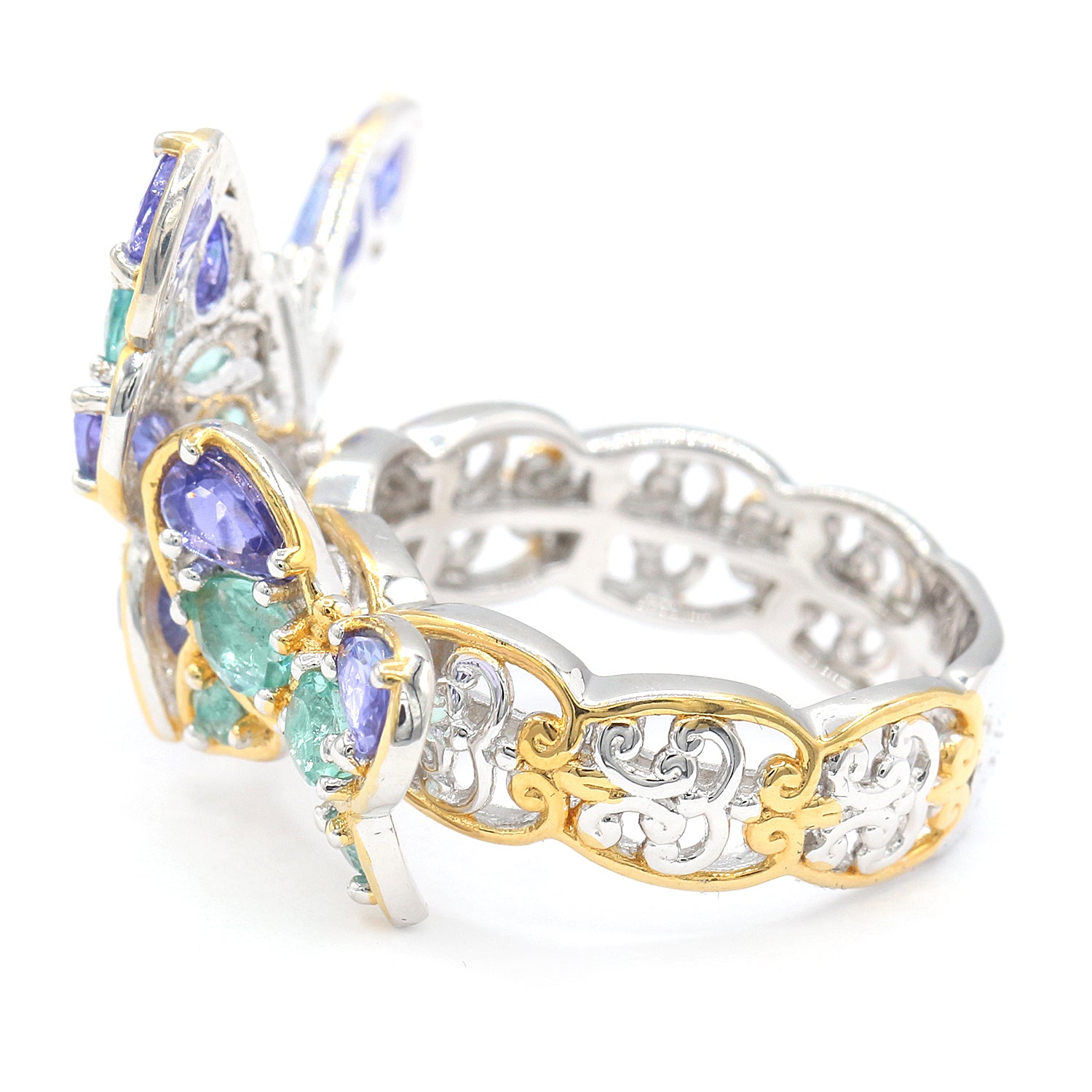 Gems en Vogue 2.49ctw Tanzanite & Dauphin Apatite Butterfly Ring