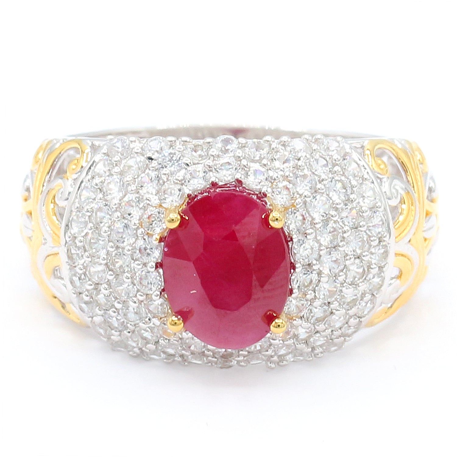 Gems en Vogue 4.85ctw Mozambique Ruby & White Zircon Ring