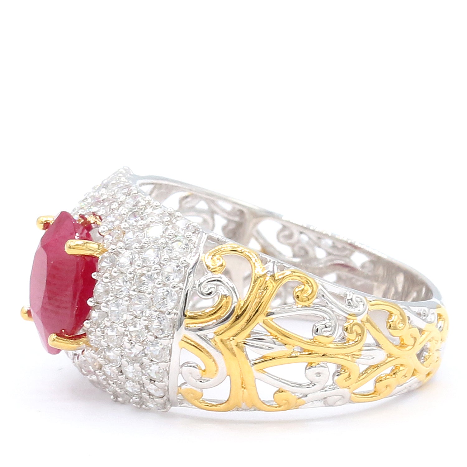 Gems en Vogue 4.85ctw Mozambique Ruby & White Zircon Ring