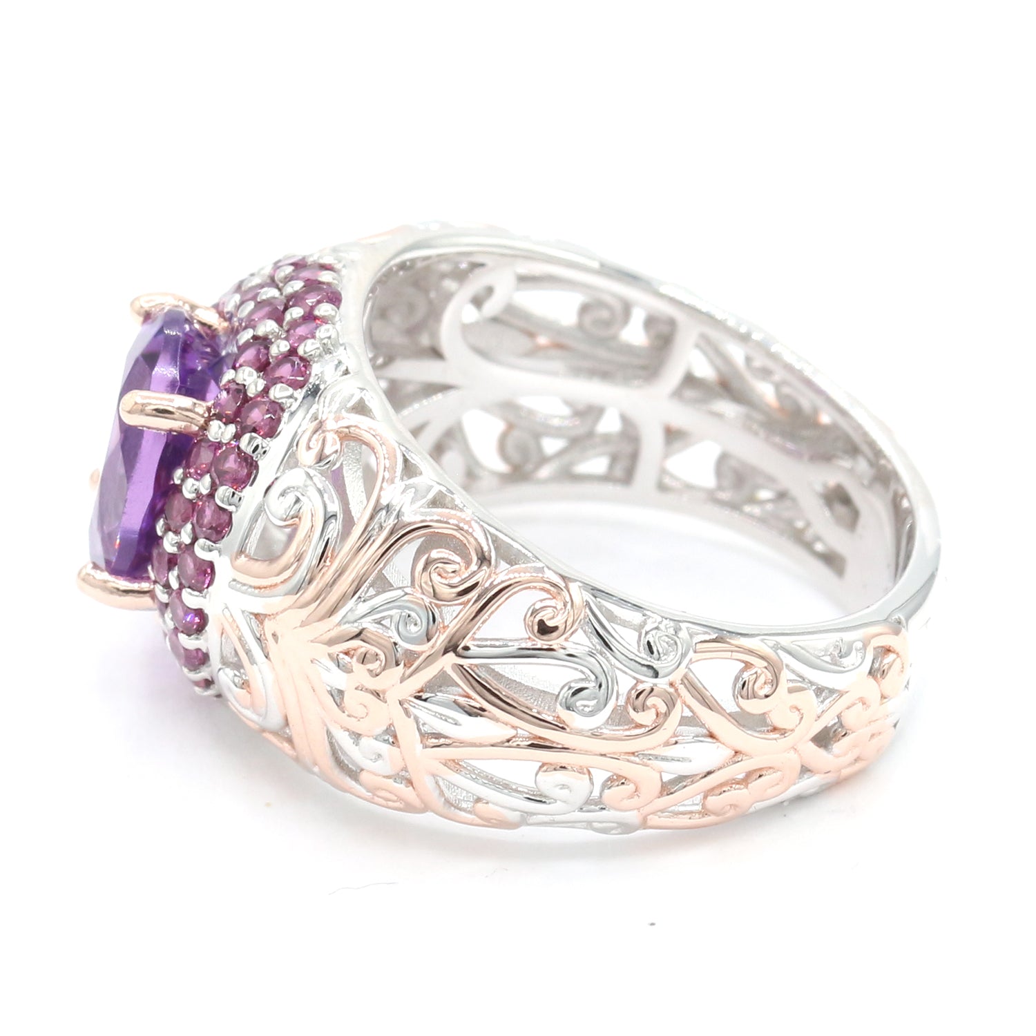 Gems en Vogue 2.13ctw African Amethyst & Rhodolite Garnet Ring