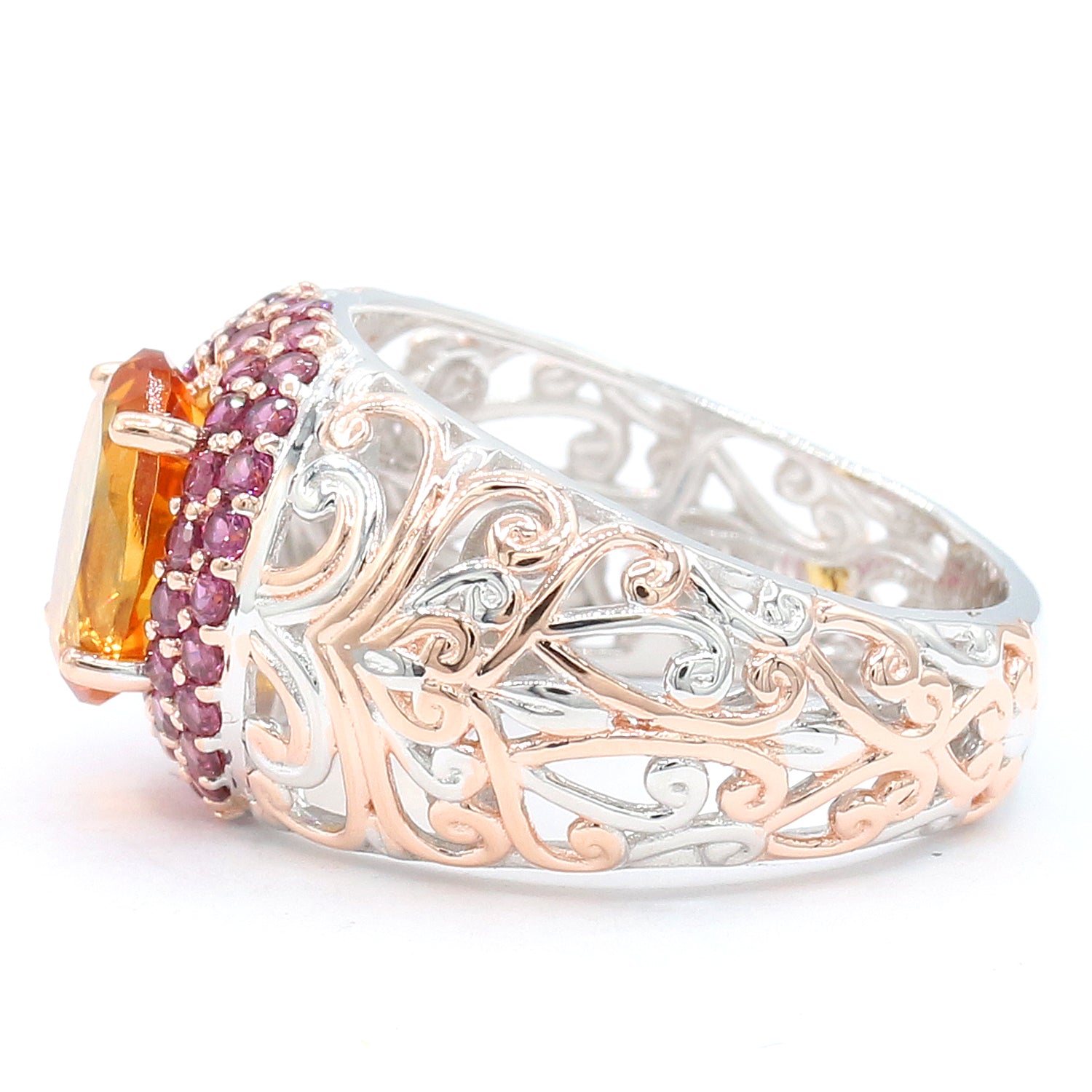 Gems en Vogue 2.54ctw Citrine & Rhodolite Garnet Ring