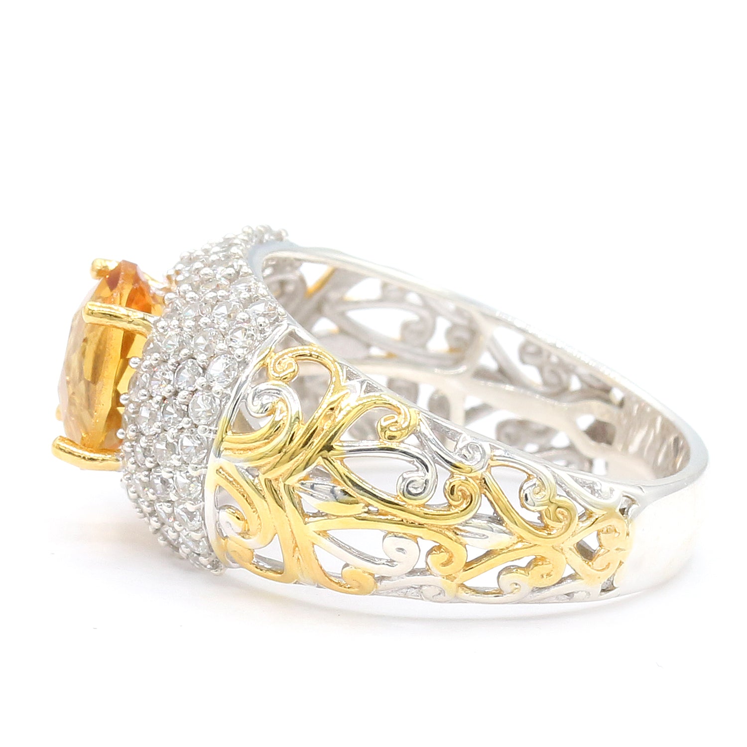 Gems en Vogue 4.05ctw Golden Citrine & White Zircon Ring