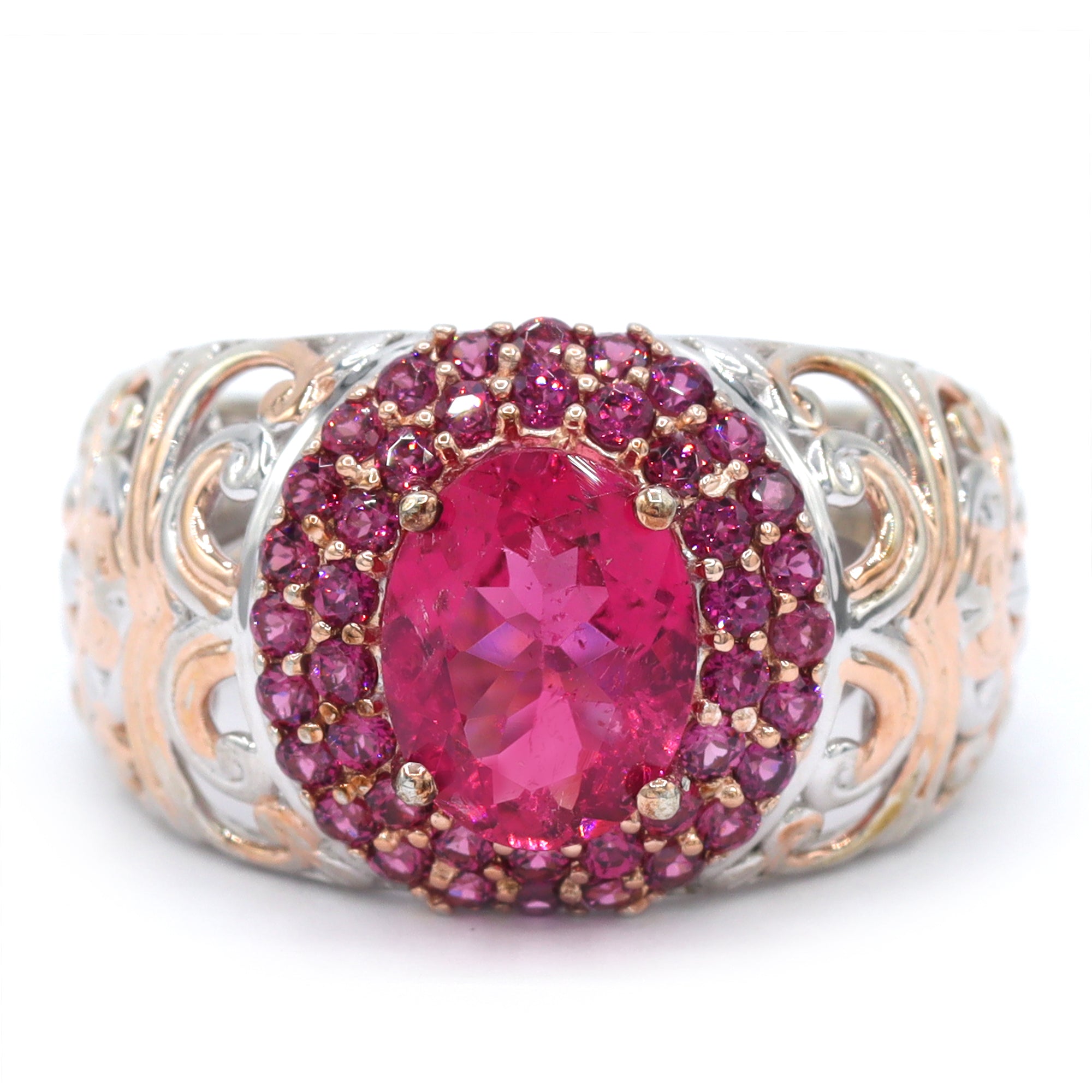 Bague à halo en aigue-marine de Tanzanie et zircon blanc 4,06 carats en argent et palladium 24K, pièce unique Couture Gems
