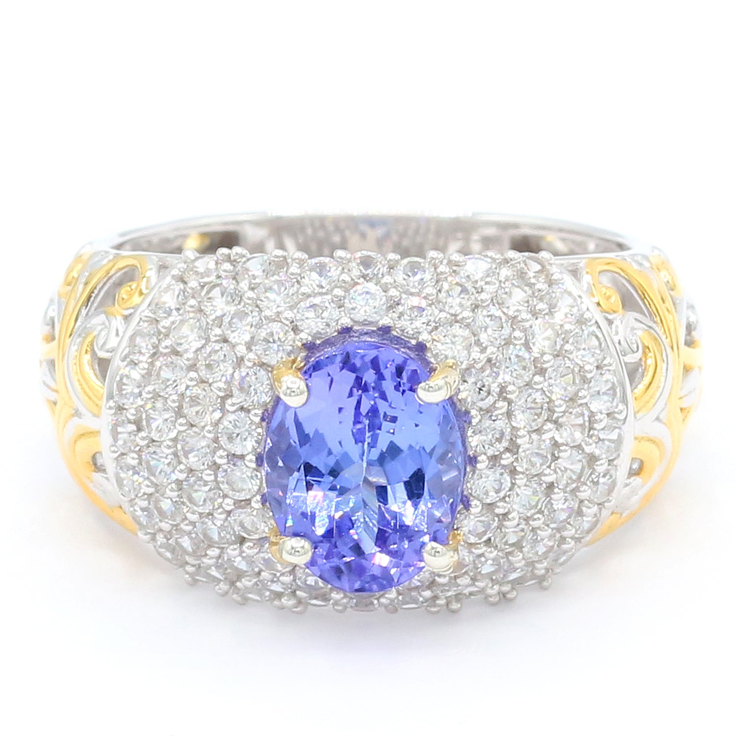 Gems en Vogue 4.32ctw Tanzanite & White Zircon Ring