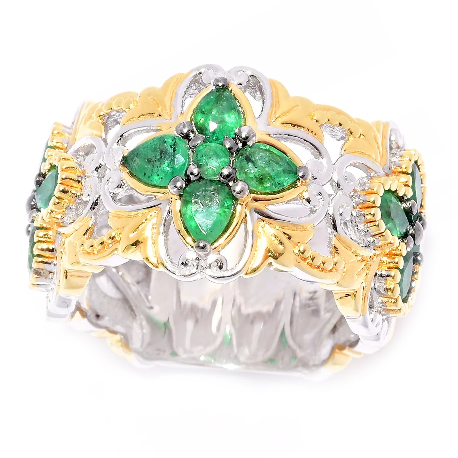 Gems en Vogue 2.07ctw Grizzly Emerald Band Ring