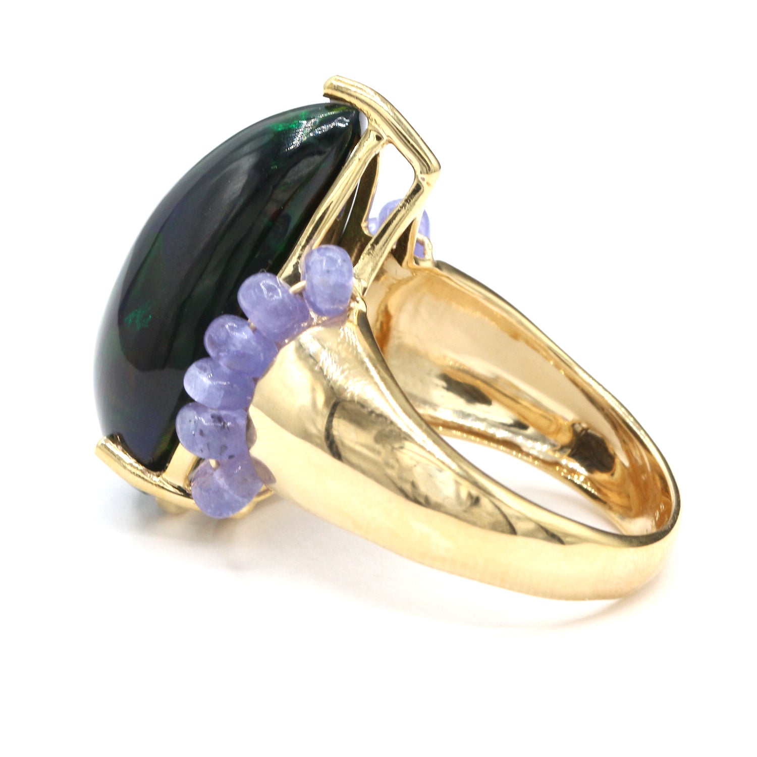 Gems en Vogue One-of-a-Kind 11.22ctw Black Opal & Tanzanite Ring