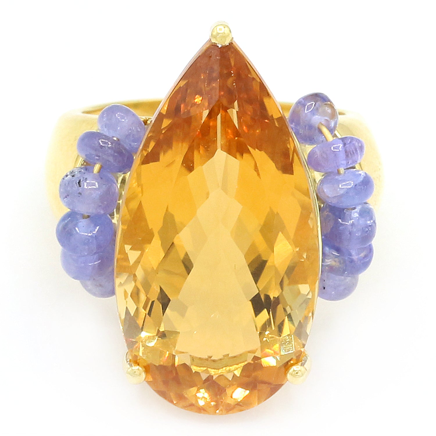 Gems en Vogue 19.00ctw Zambian Citrine & Tanzanite Bead Ring