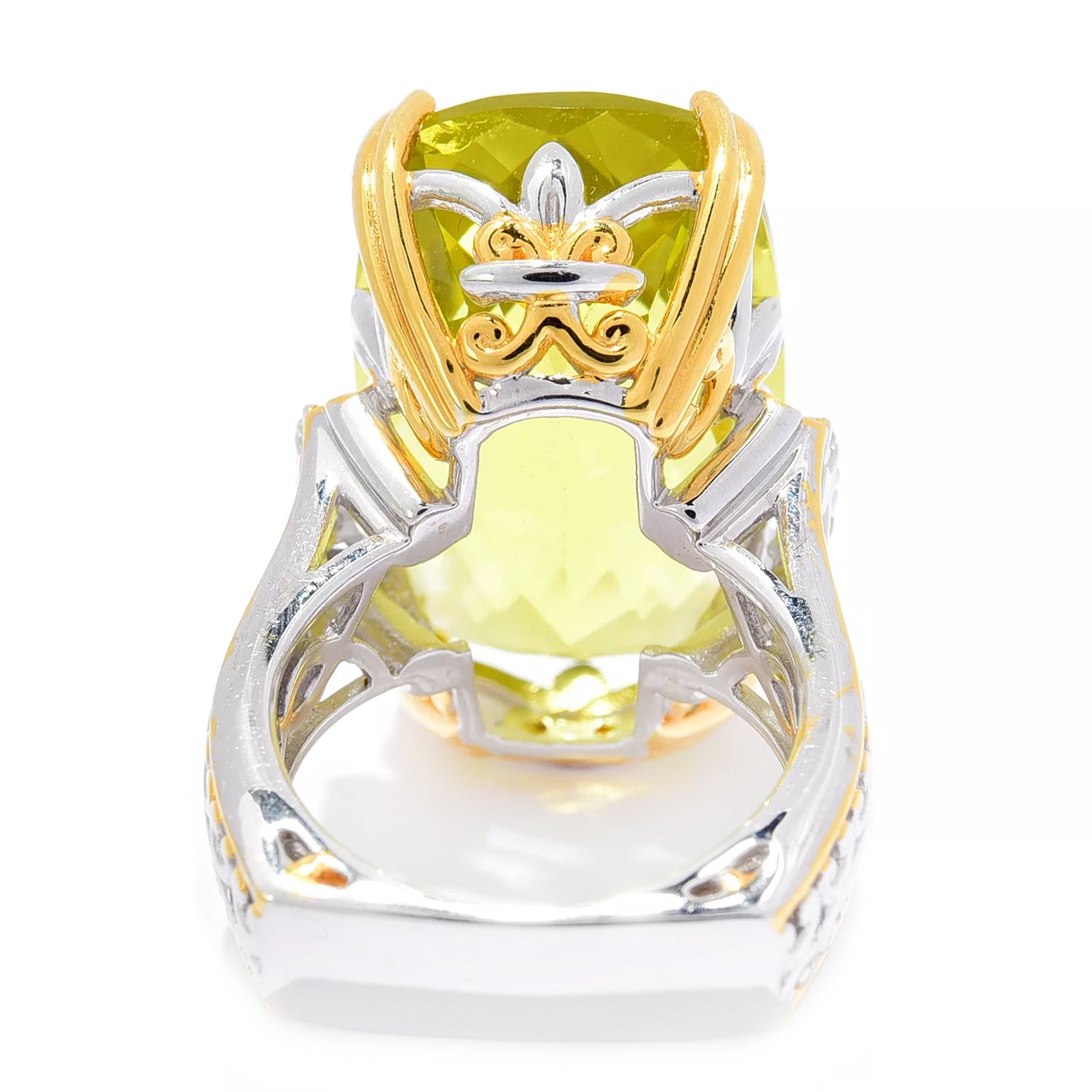 Gems en Vogue 31.40ctw Ouro Verde & White Zircon Honker Ring