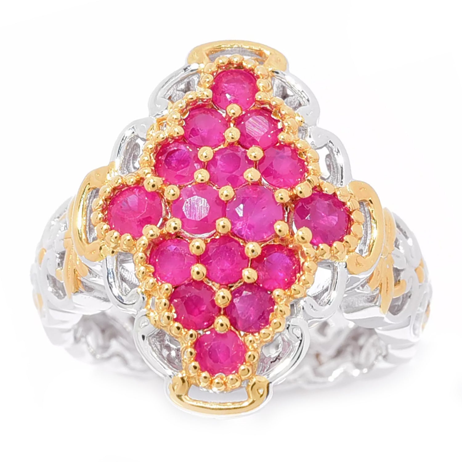 Gems en Vogue 1.46ctw Burmese Ruby Cluster Ring