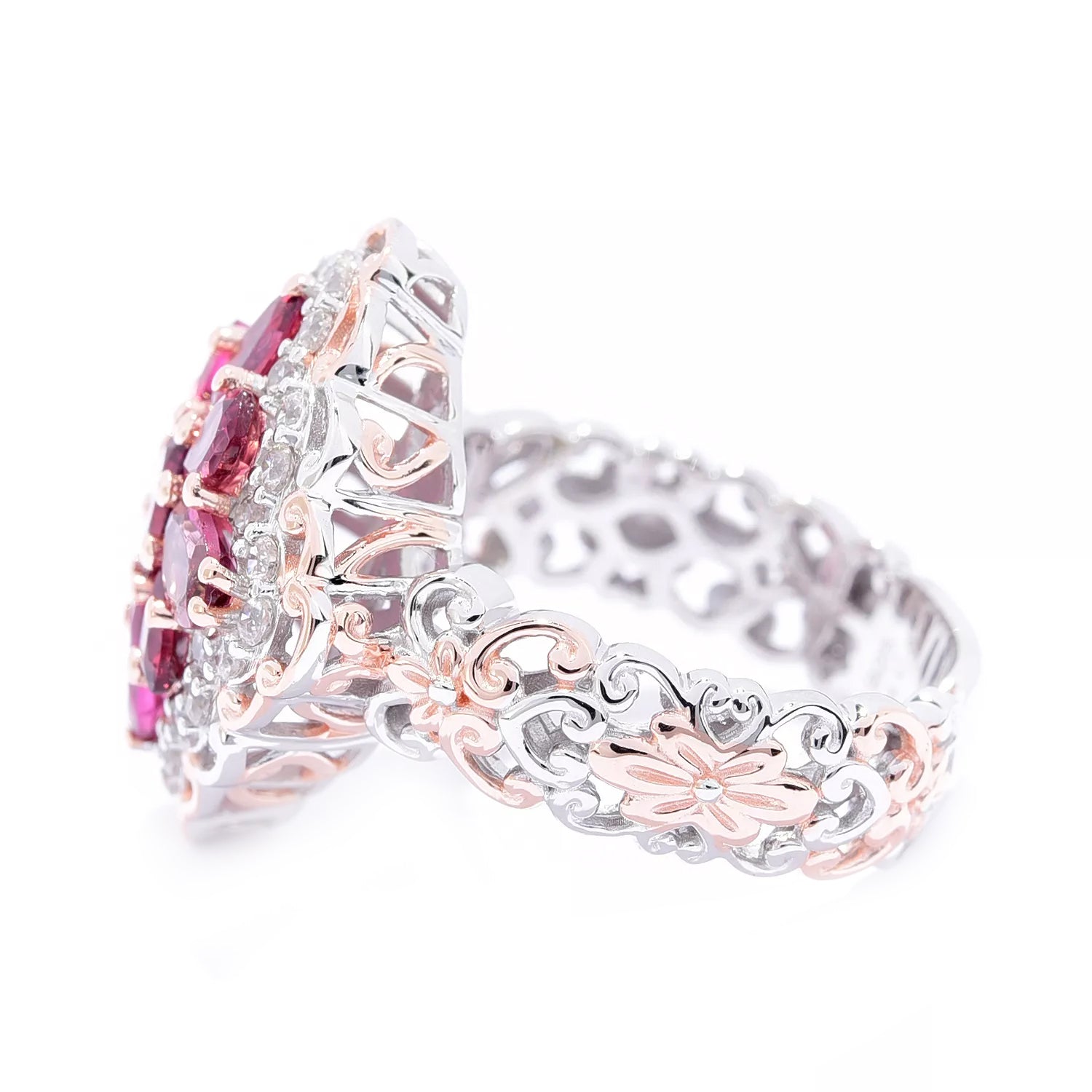 Gems en Vogue 2.50ctw Pink Tourmaline & White Zircon Ring