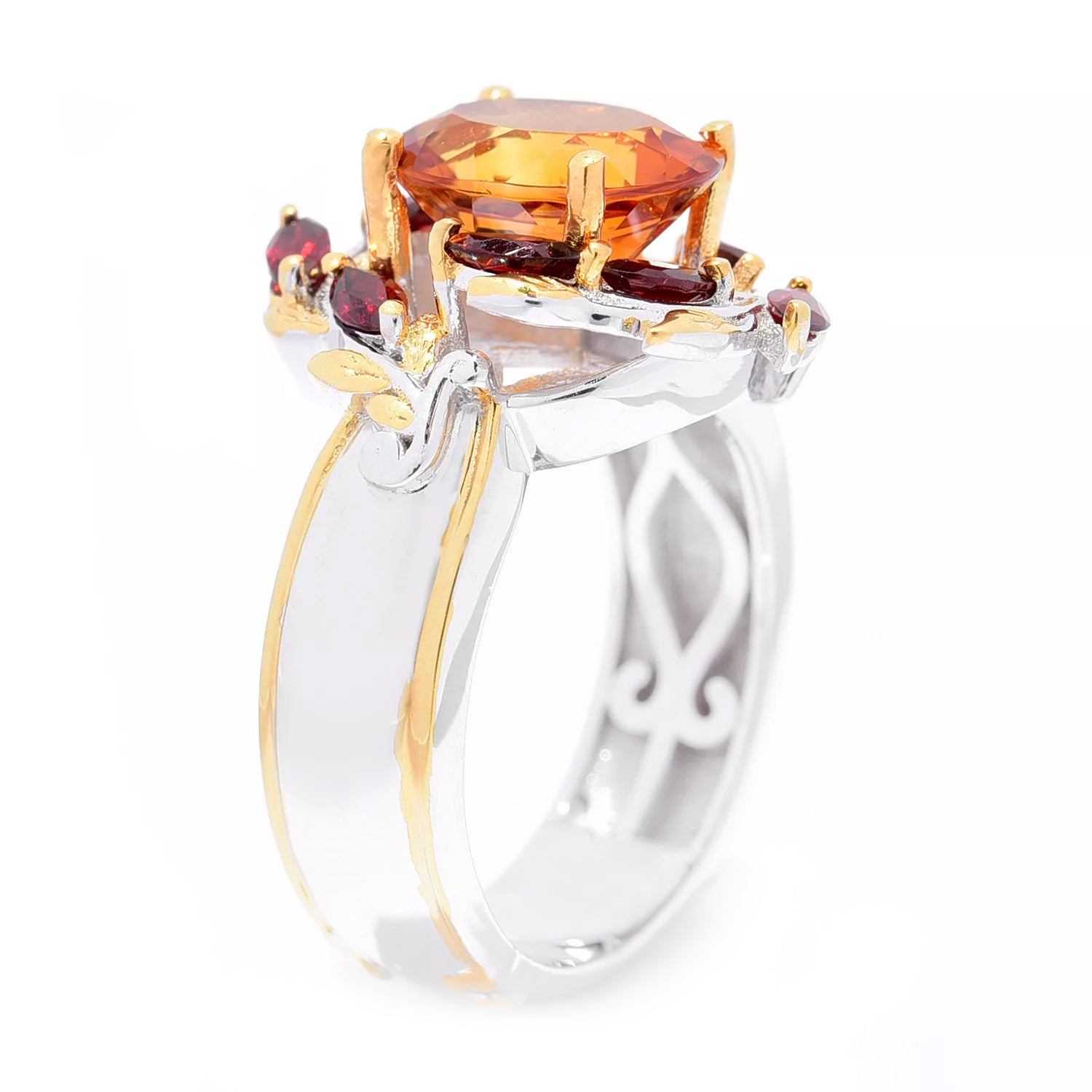 Gems en Vogue 3.1ctw Ametista Madeira Citrine & Garnet Ring