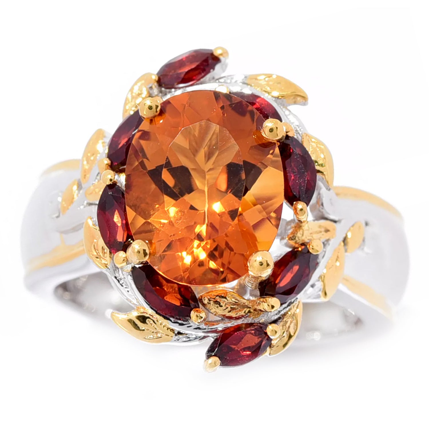 Gems en Vogue 3.1ctw Ametista Madeira Citrine & Garnet Ring