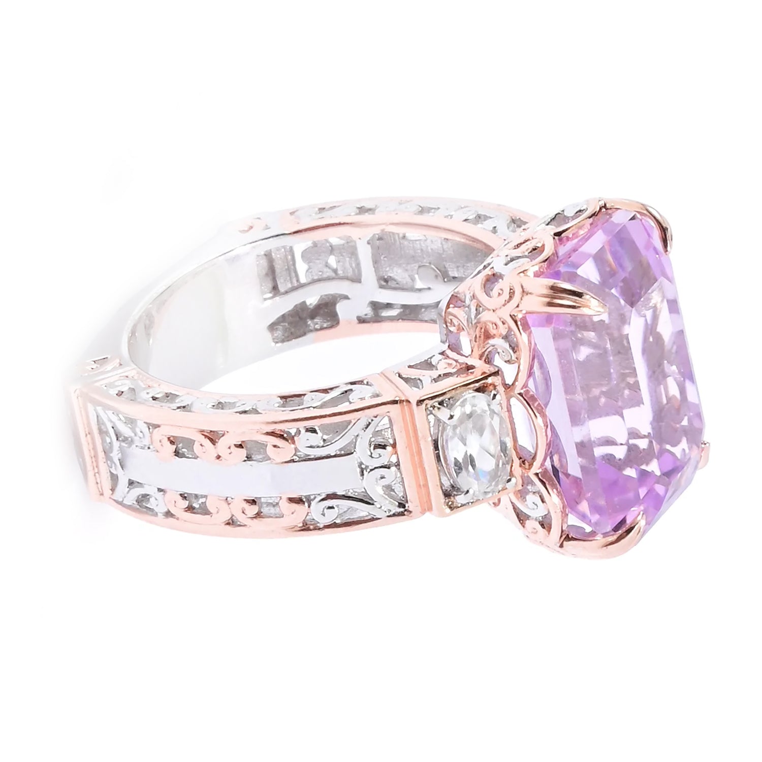 Limited Edition Gems en Vogue 9.54ctw Kunzite & White Zircon Ring