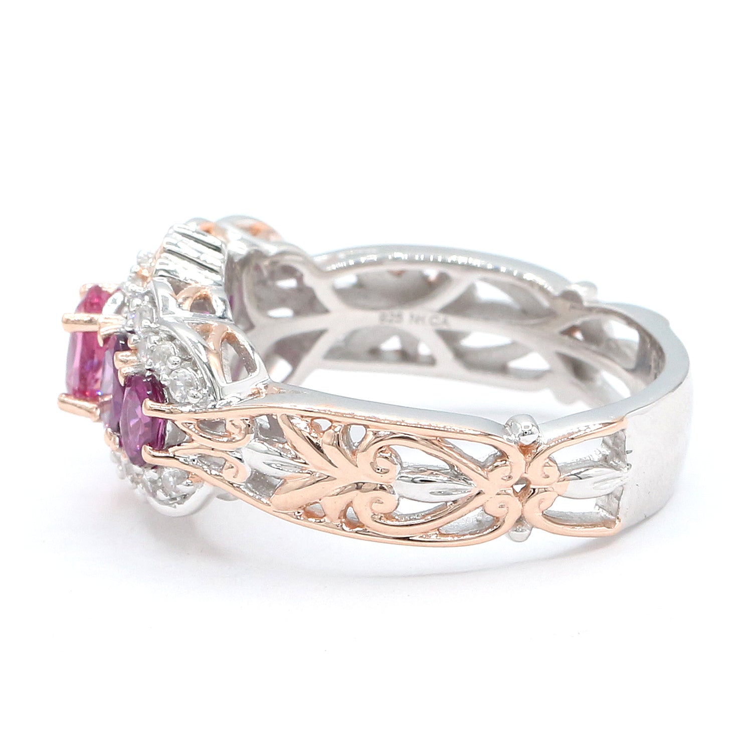 Gems en Vogue One-of-a-kind 1.44ctw Pink Tourmaline, Color Change Purple Garnet & White Zircon Five Stone Ring