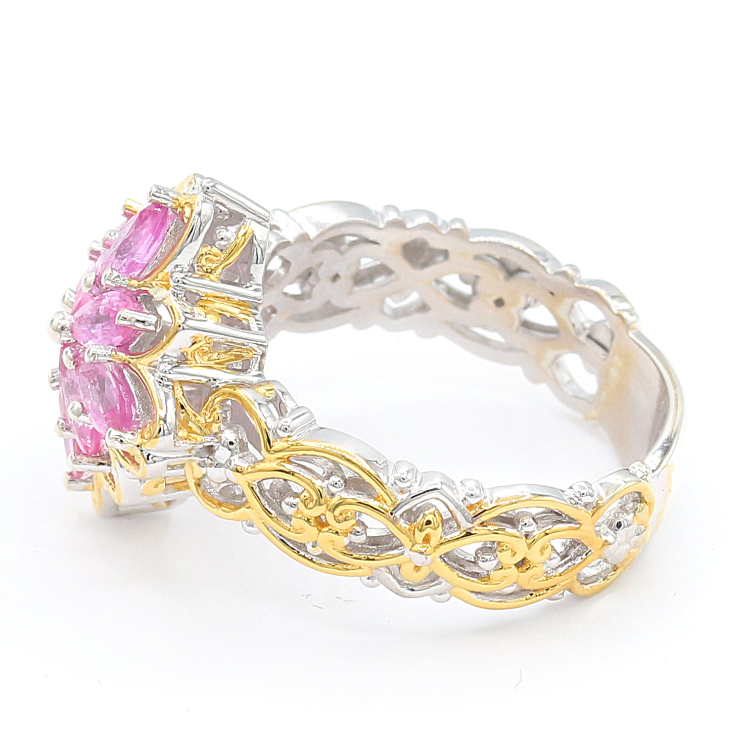 Gems en Vogue 1.60ctw Pink Sapphire Flower Cluster Ring