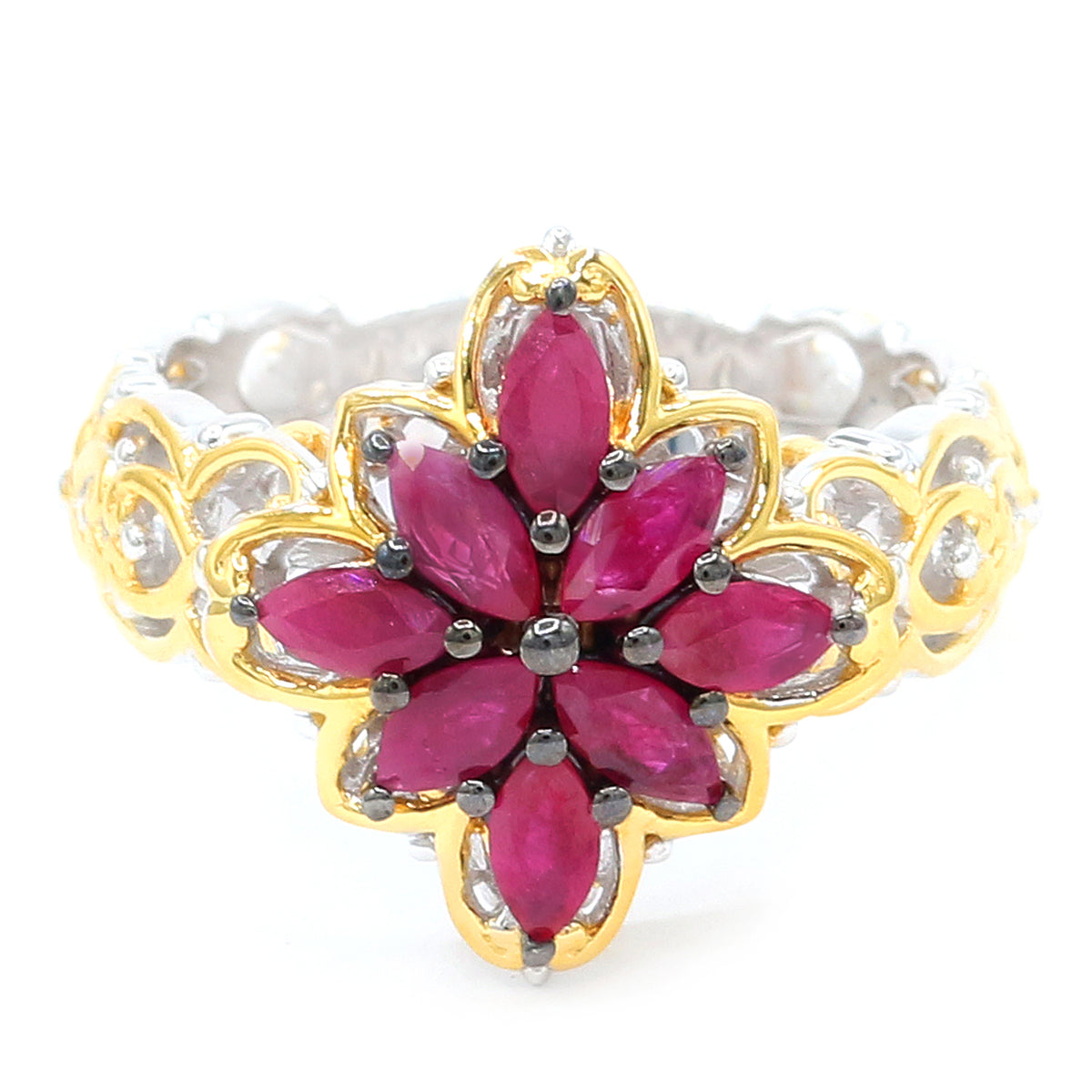 Gems en Vogue 1.52ctw Ruby Cluster Ring