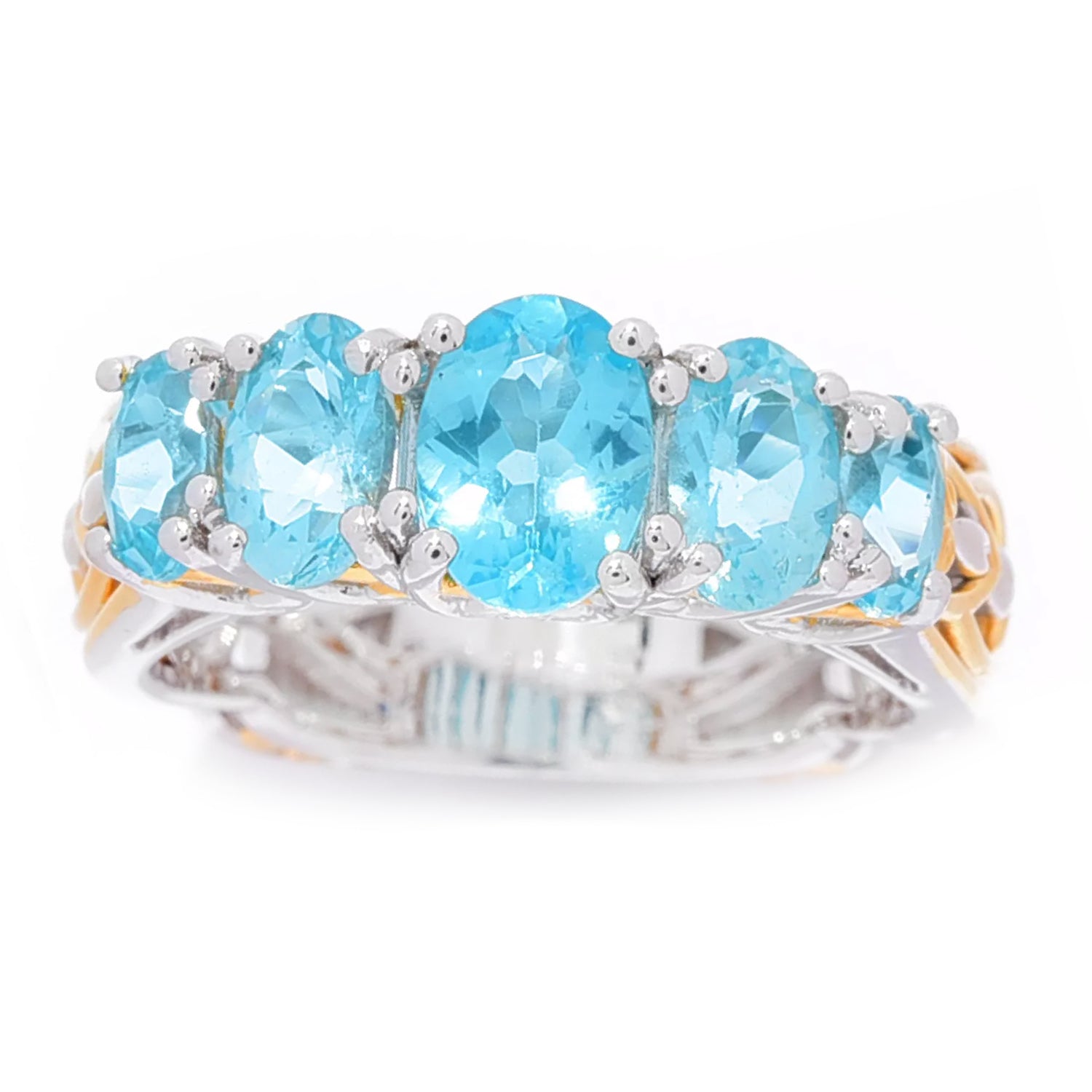 Gems en Vogue 2.12ctw Paraiba Apatite Five Stone Ring