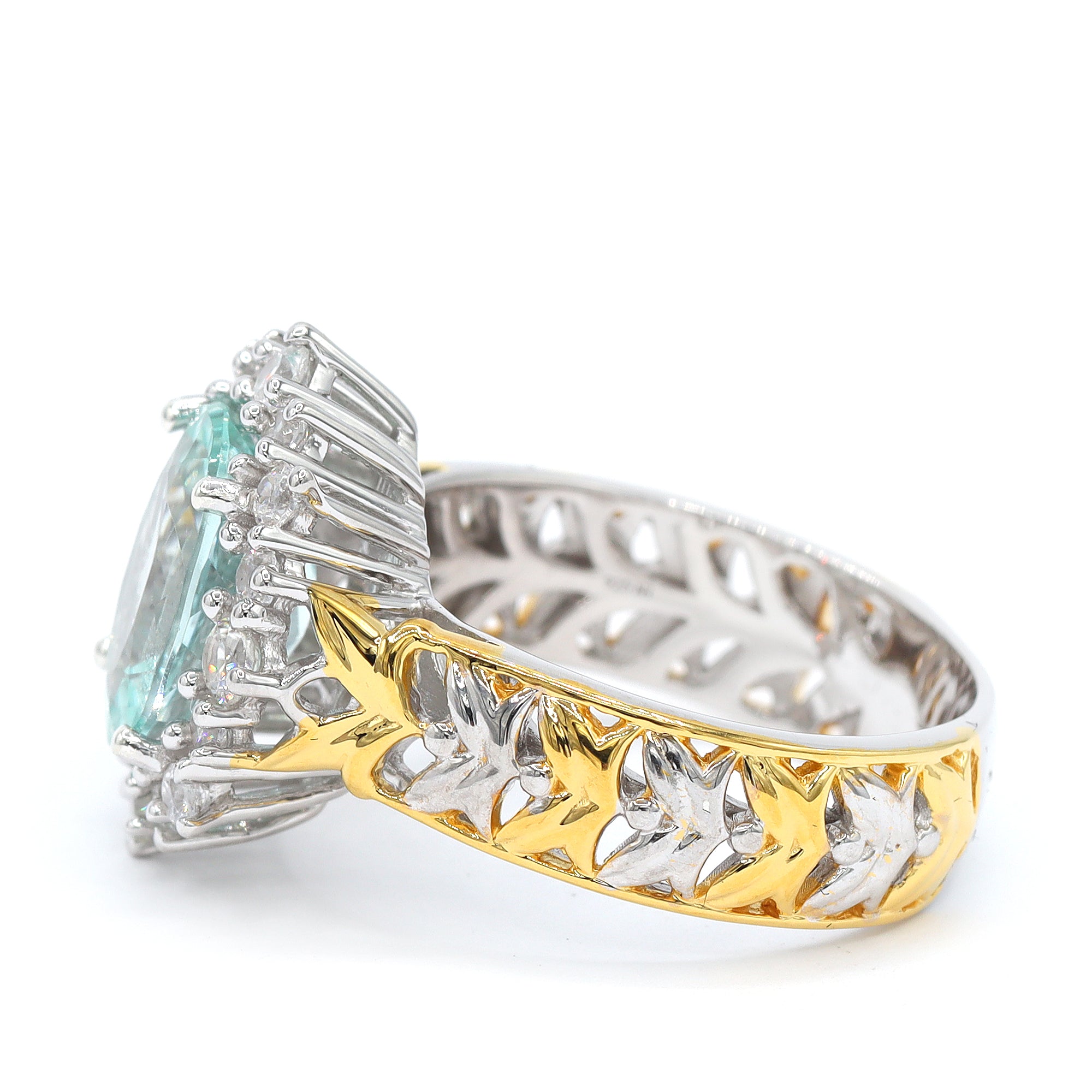 Gems en Vogue One-of-a-Kind 24K Palladium Silver 4.70ctw Amblygonite & White Zircon Halo Ring