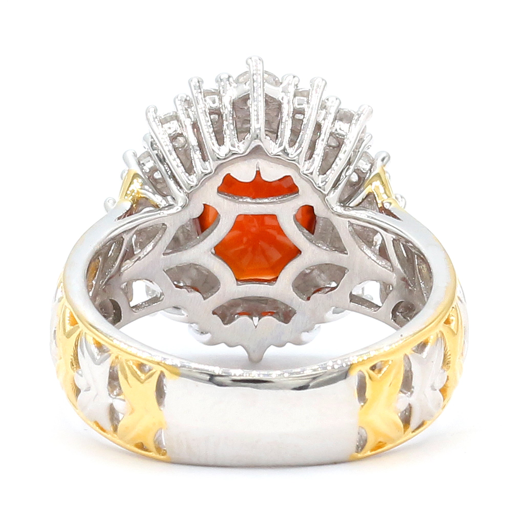 Bague Gems en Vogue en argent plaqué palladium 24 carats, grenat hessonite et zircon blanc de 6,73 carats