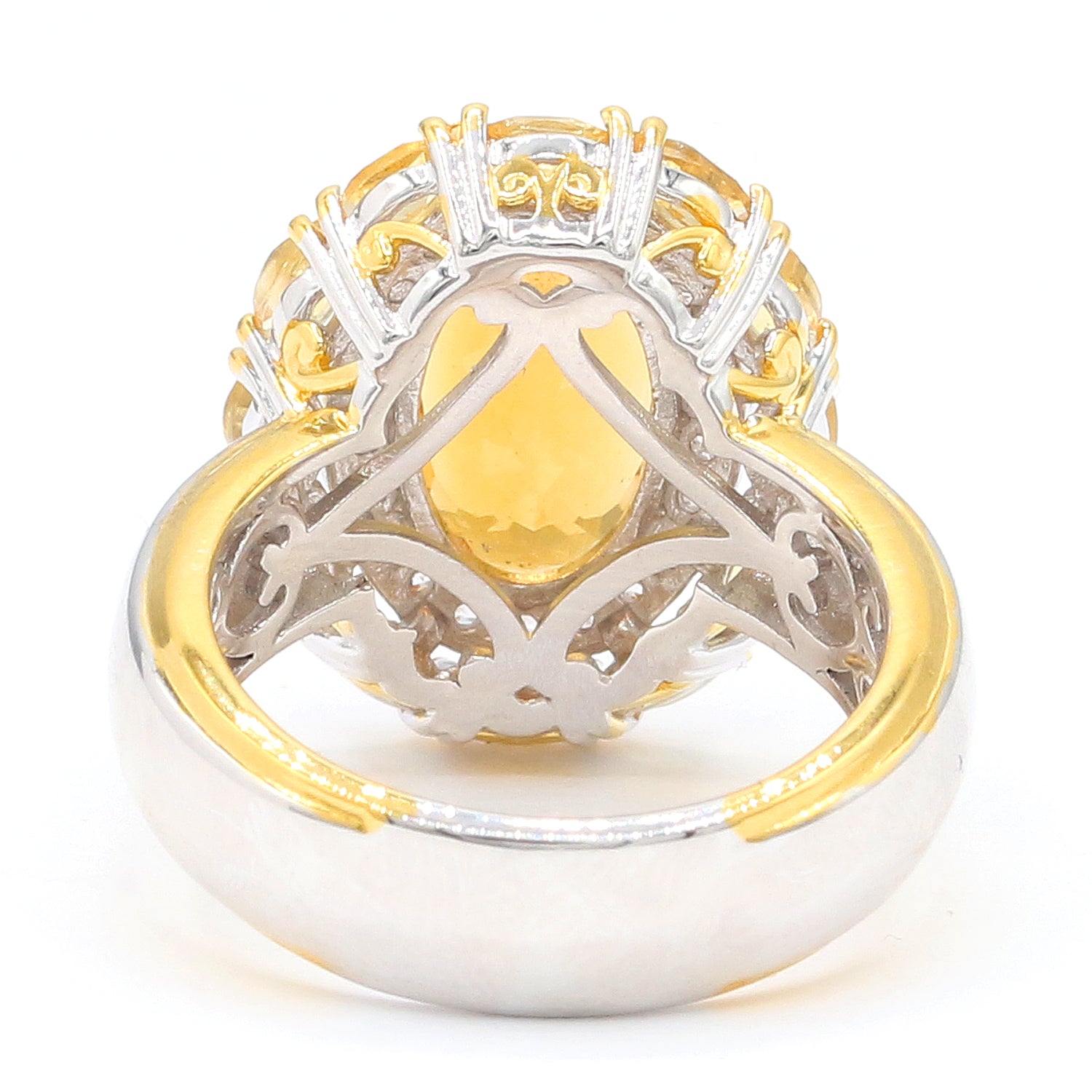 Gems en Vogue 5.23ctw Bolivian Fire Citrine, Golden Citrine & White Zircon Double Halo Ring