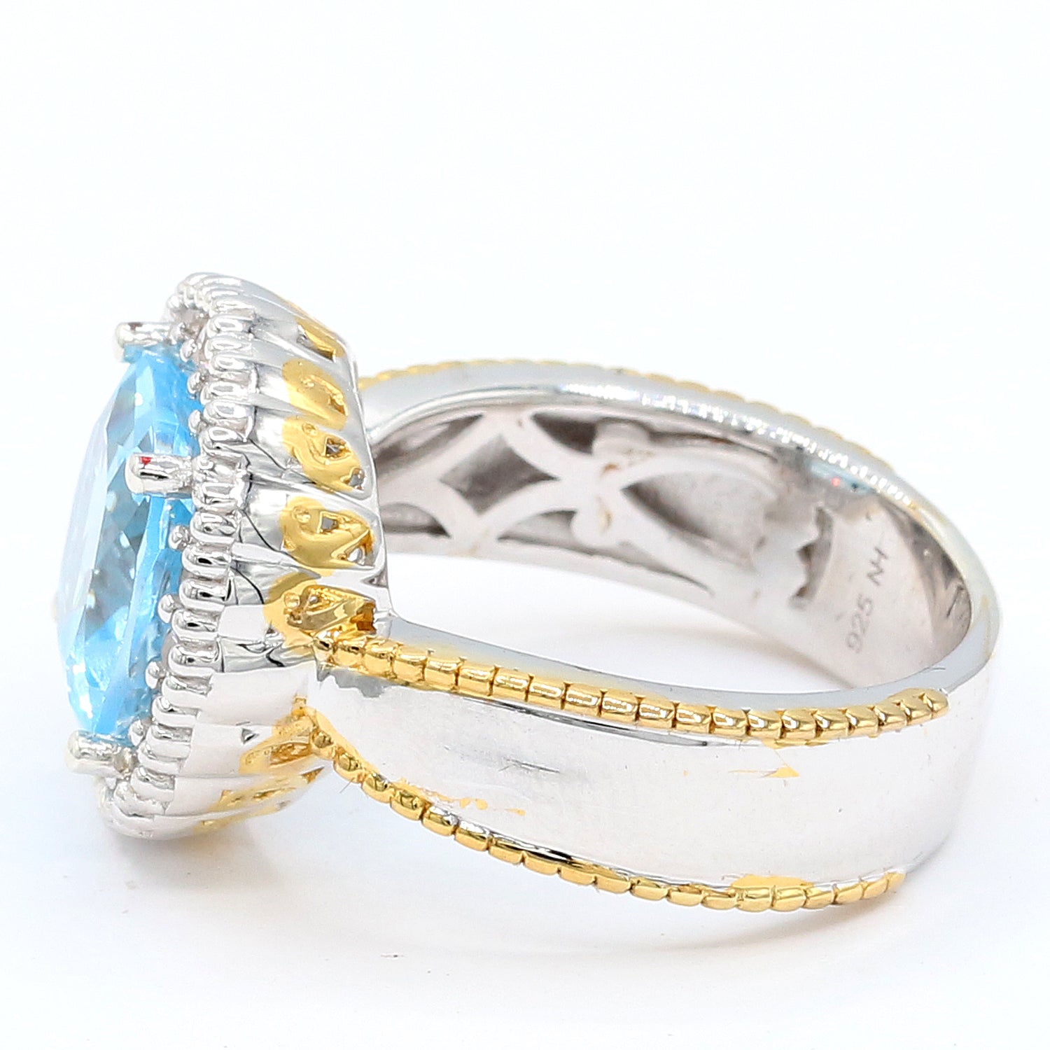 Gems en Vogue One-of-a-kind 6.17ctw Blue Topaz & White Zircon Halo Ring